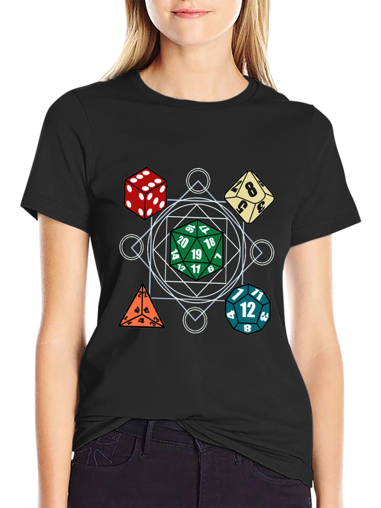 Dice Pattern Black T-Shirt