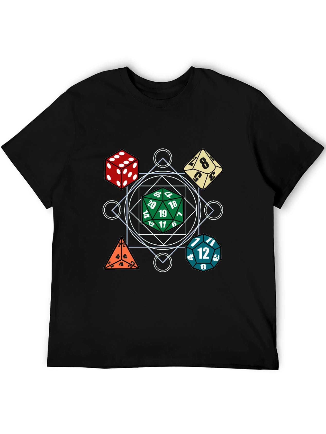 Dice Pattern Black T-Shirt