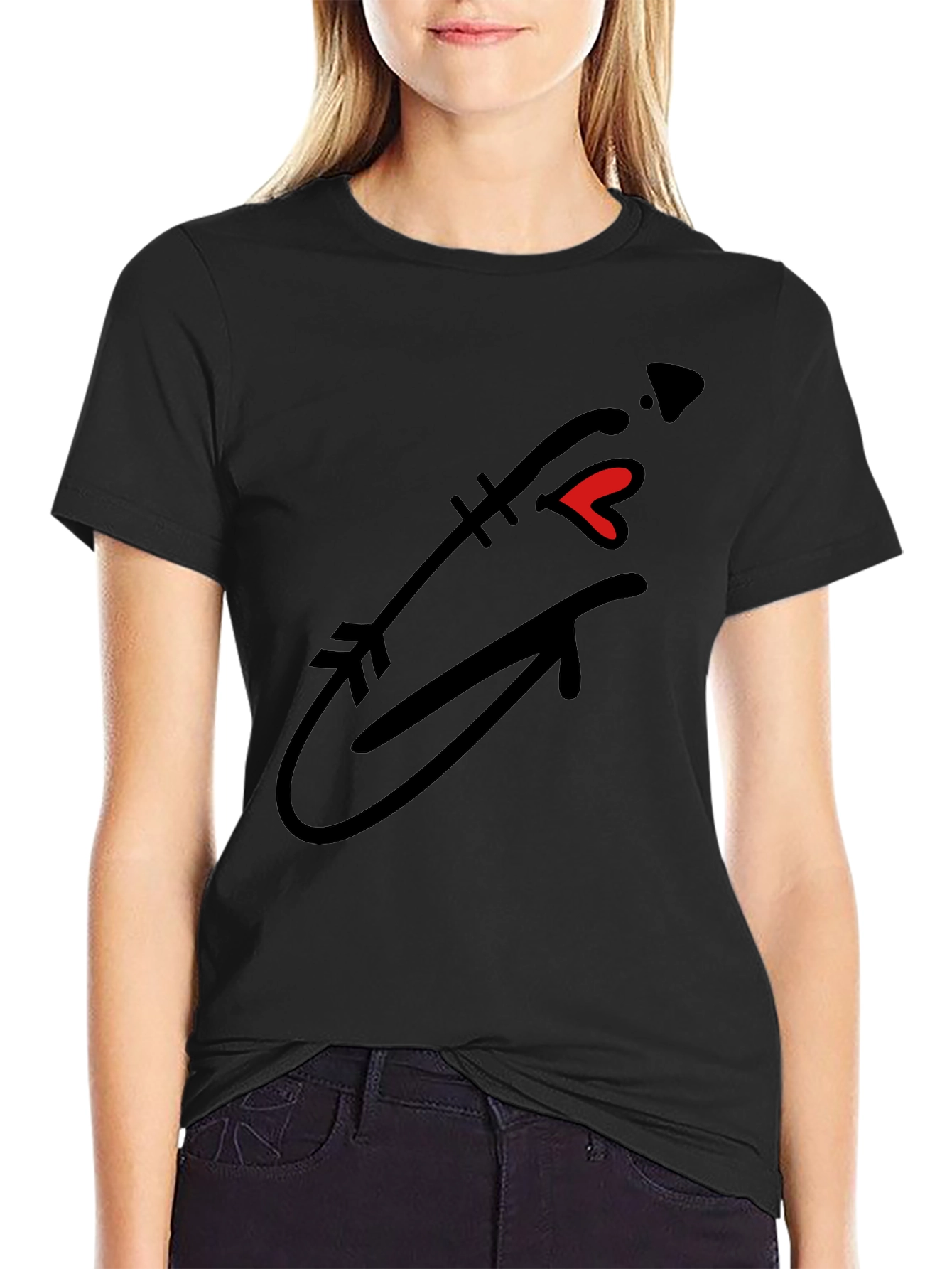 Arrow Heart Graphic Tee - Casual Black T-Shirt
