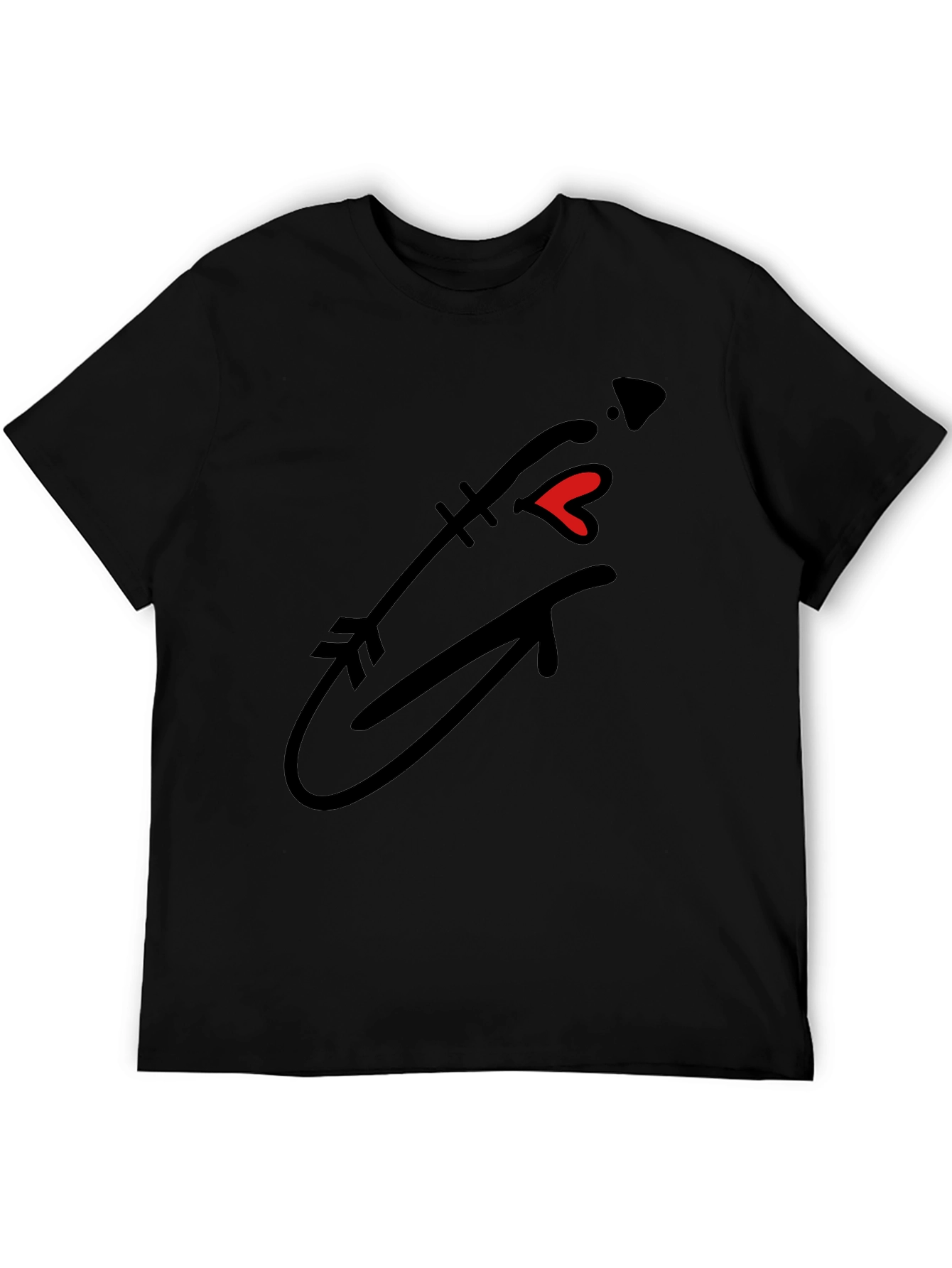 Arrow Heart Graphic Tee - Casual Black T-Shirt
