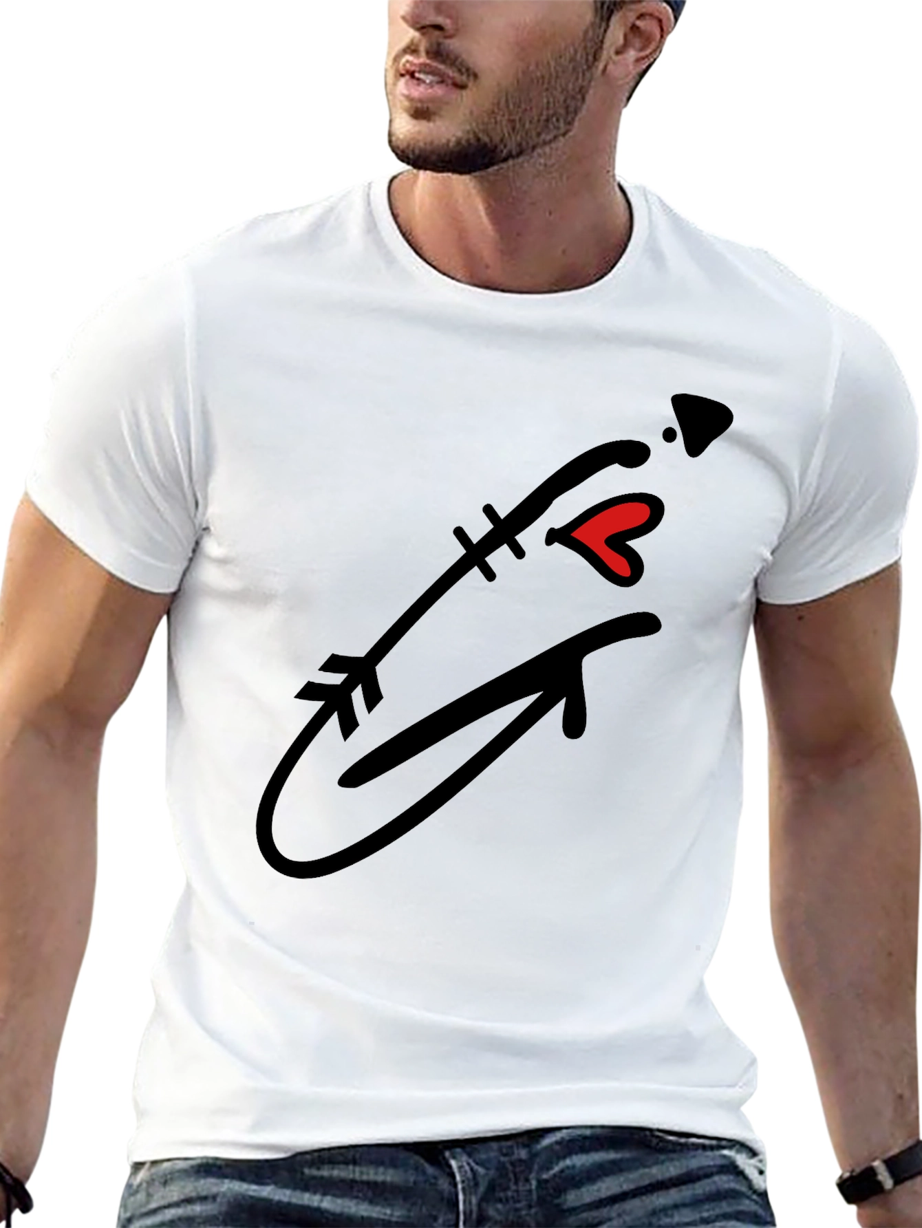 Arrow Heart Graphic Tee - Casual Black T-Shirt