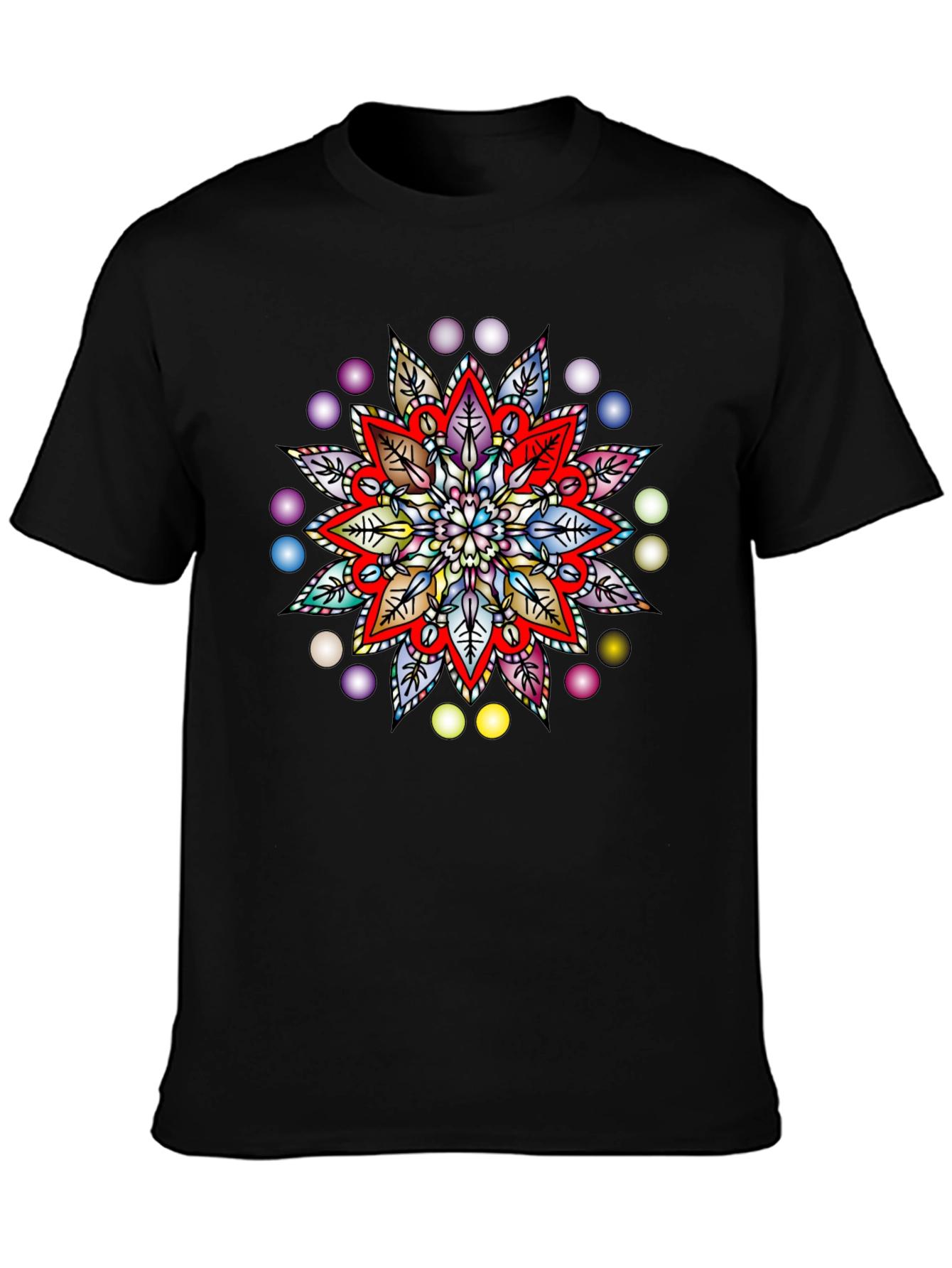 Vibrant Mandala Graphic Black T-Shirt