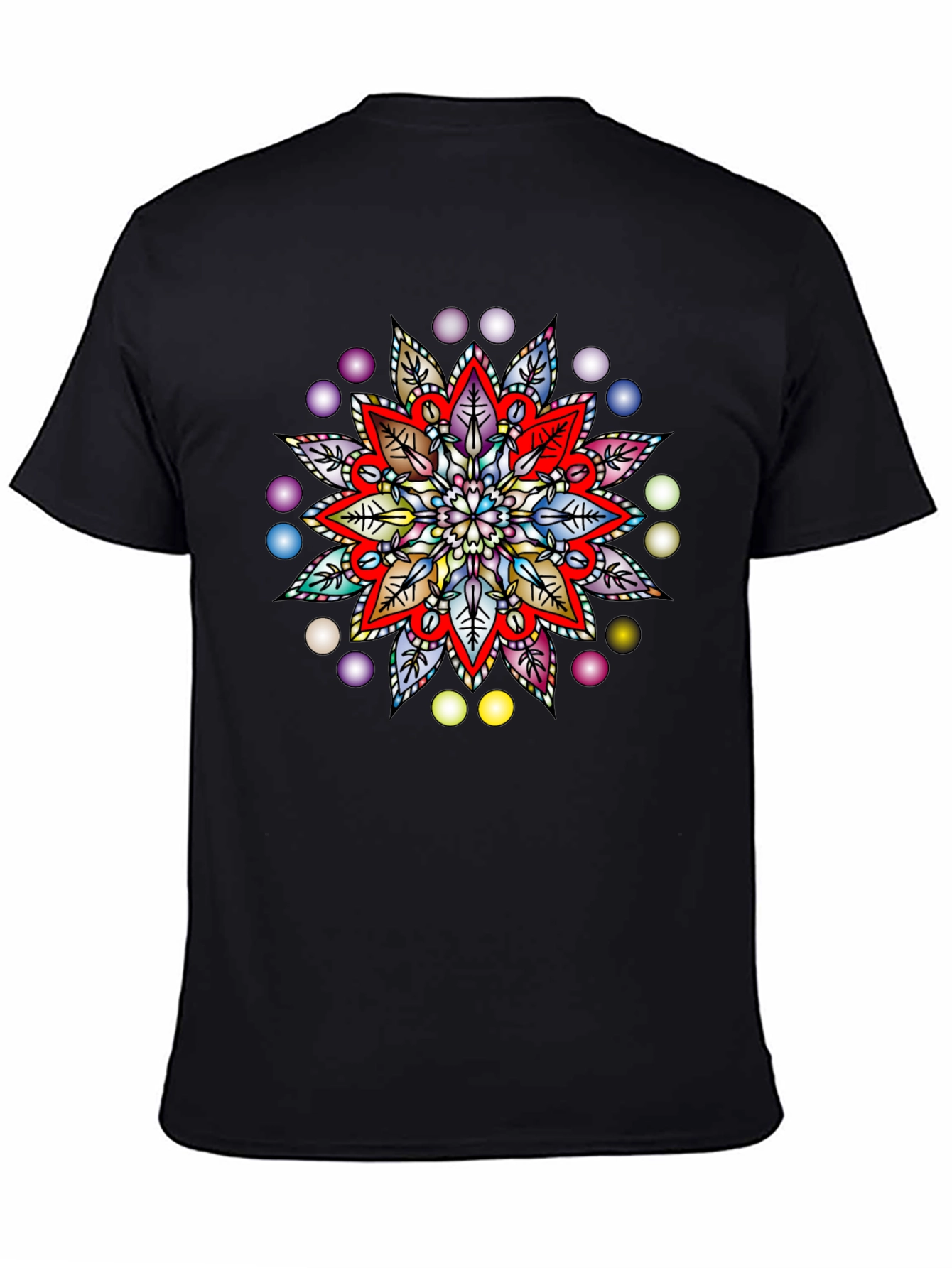 Vibrant Mandala Graphic Black T-Shirt