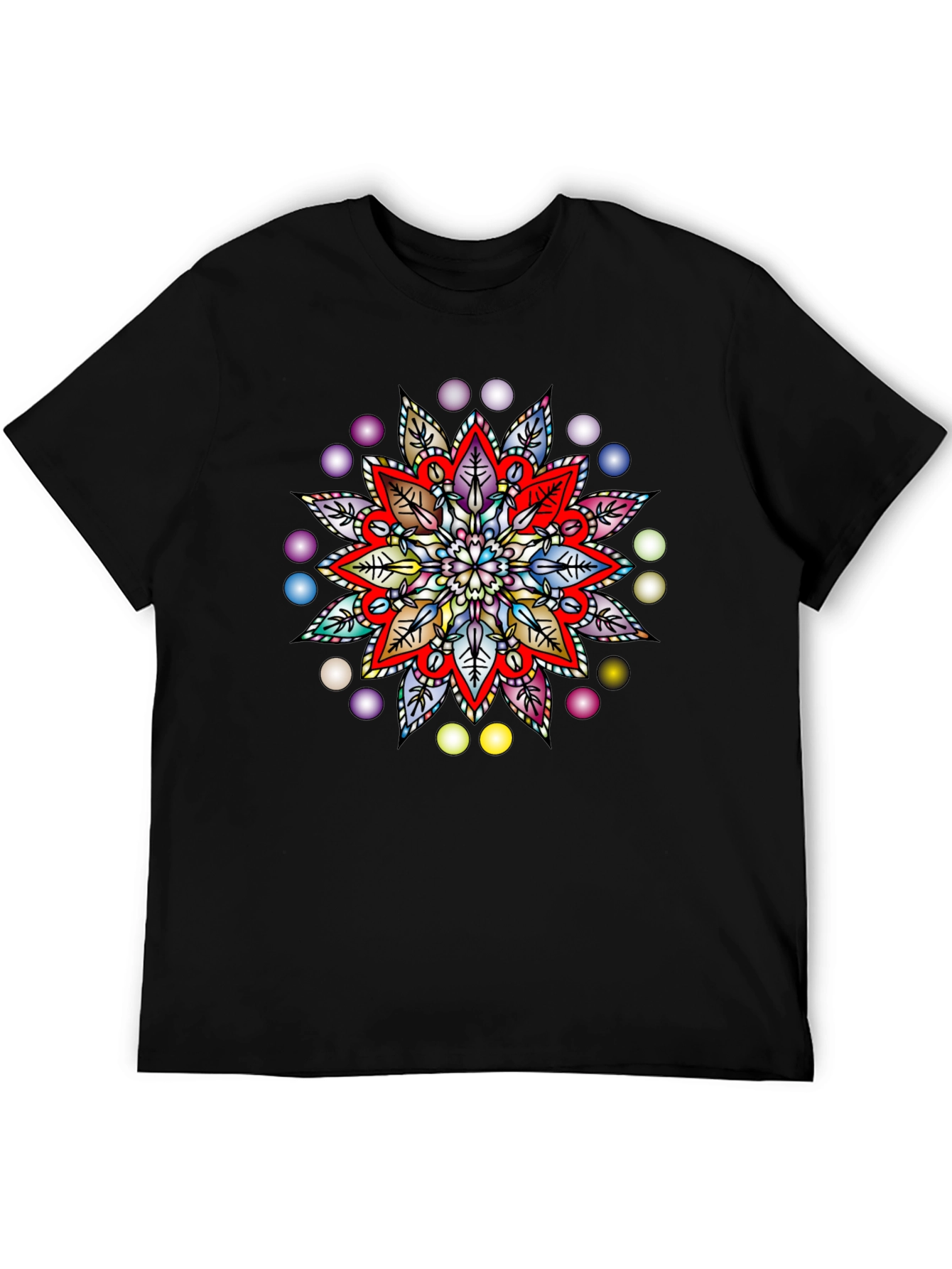 Vibrant Mandala Graphic Black T-Shirt