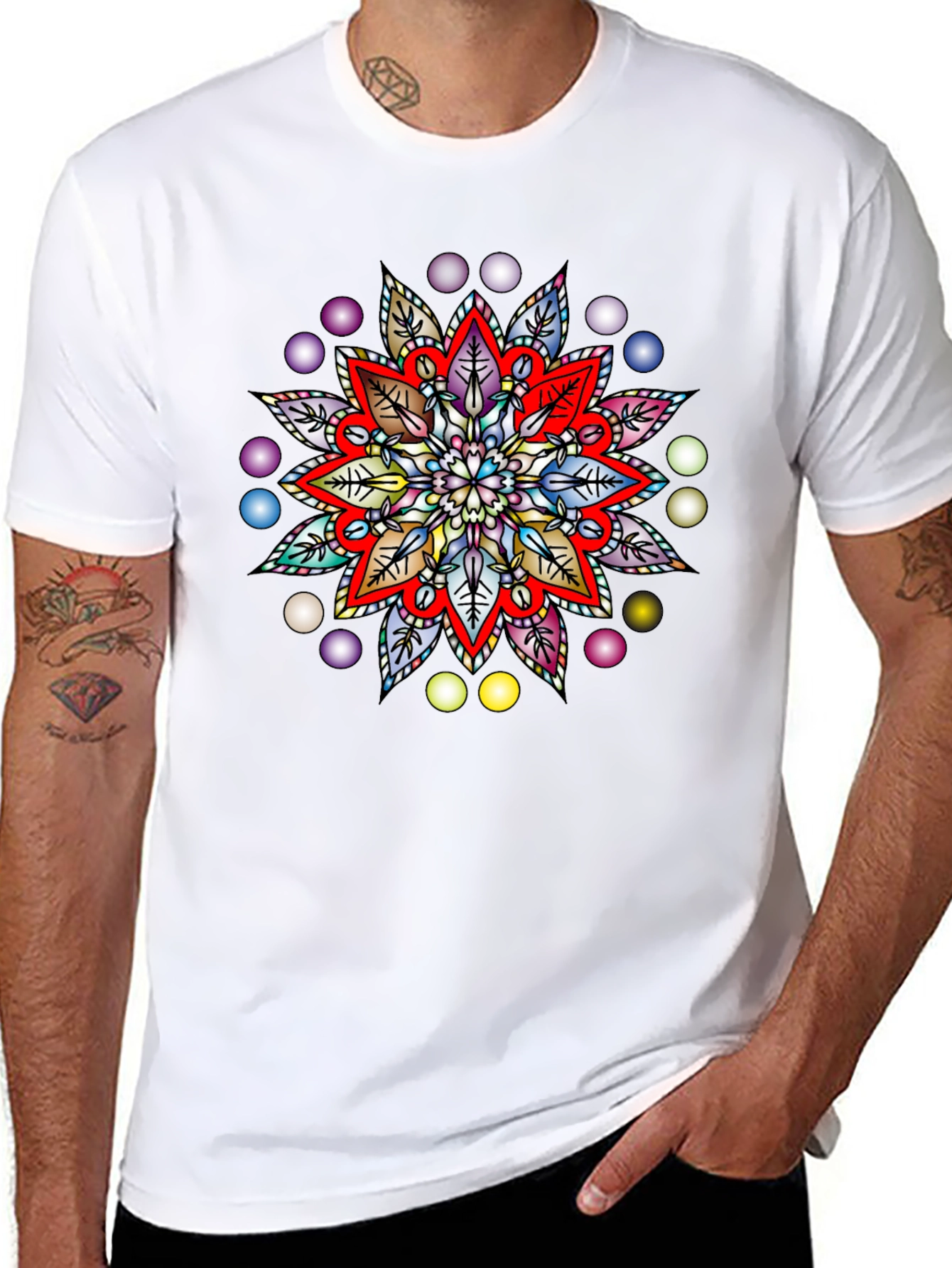 Vibrant Mandala Graphic Black T-Shirt