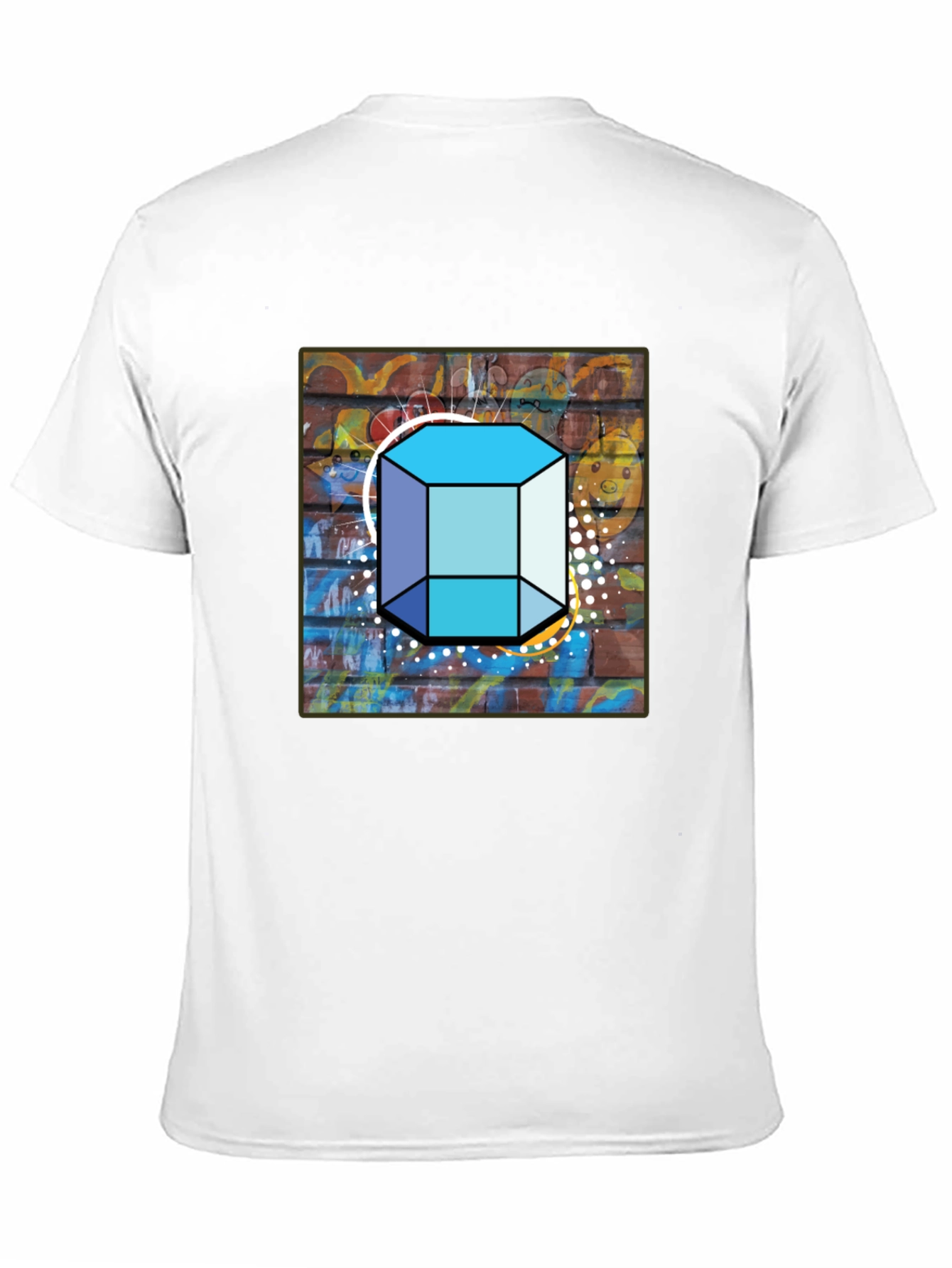 Abstract Brick Wall Cube Graphic Mens Black T-Shirt