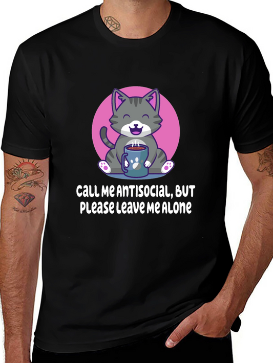 Antisocial Cat T-Shirt Please Leave Me Alone Coffee Lover