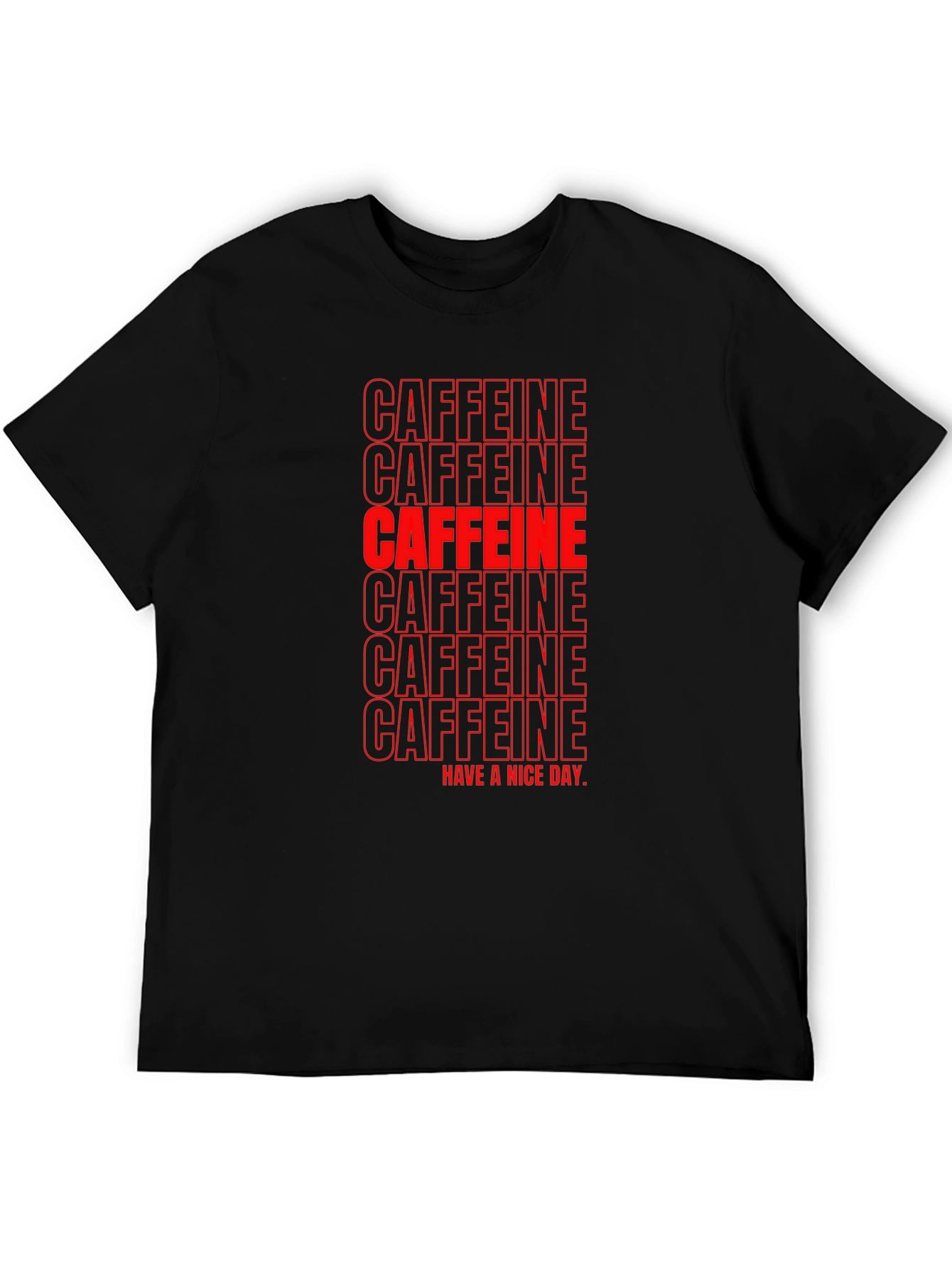 Caffeine T-Shirt - Black with Red Lettering
