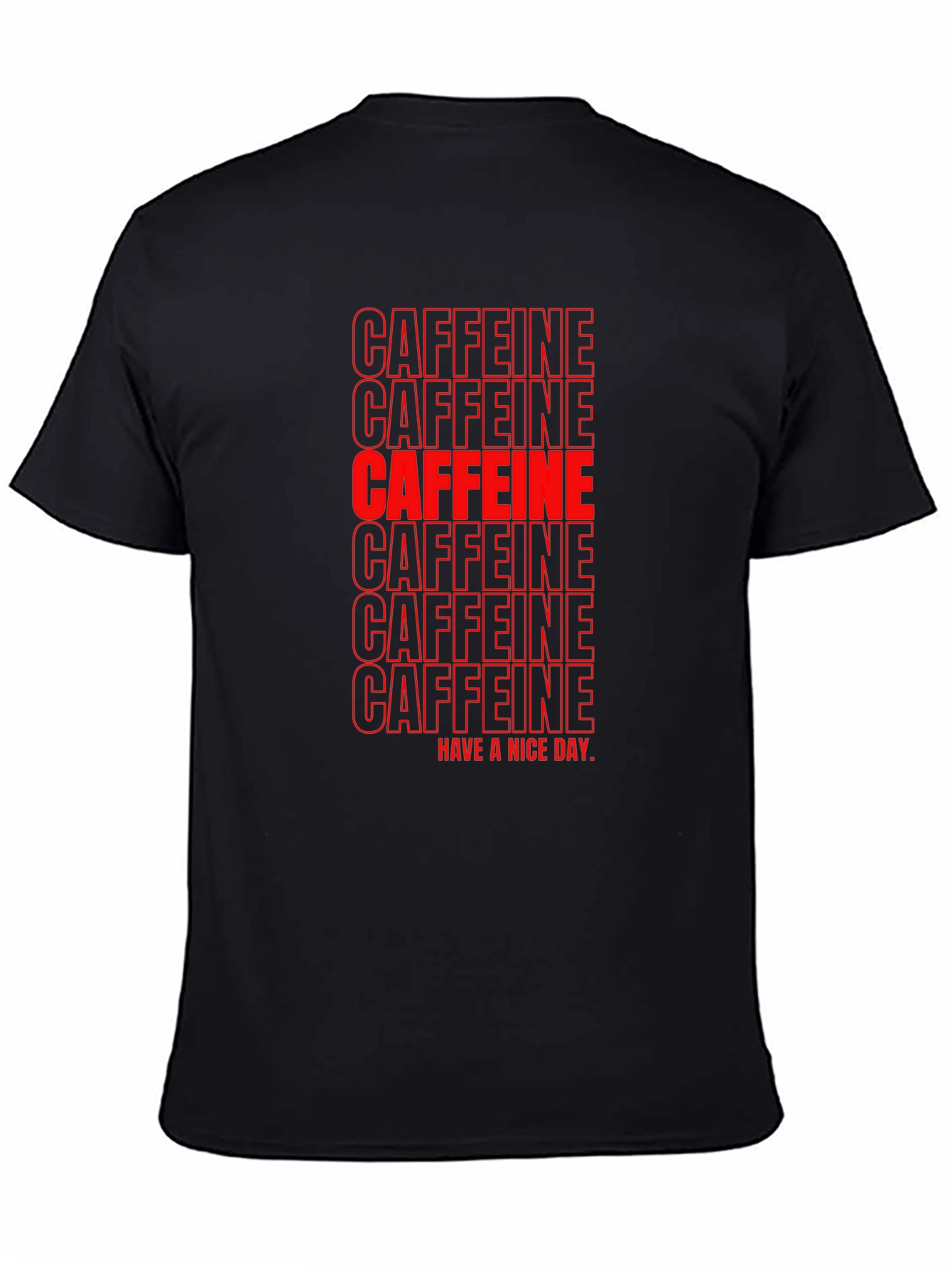Caffeine T-Shirt - Black with Red Lettering