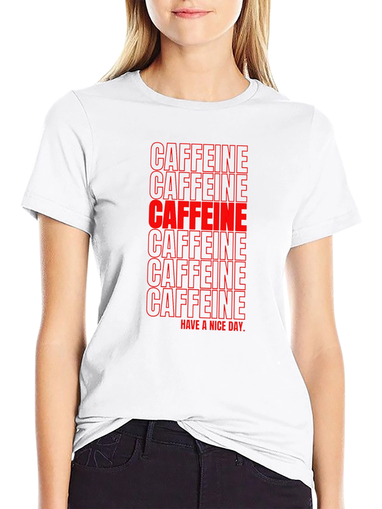 Caffeine T-Shirt - Black with Red Lettering