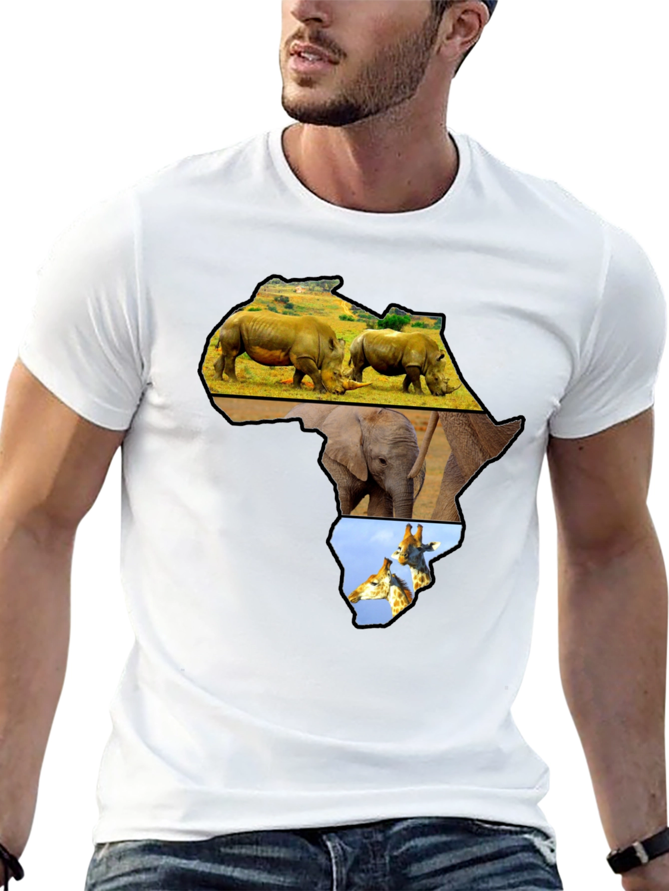Africa Animals Graphic Tee - Black Cotton Shirt