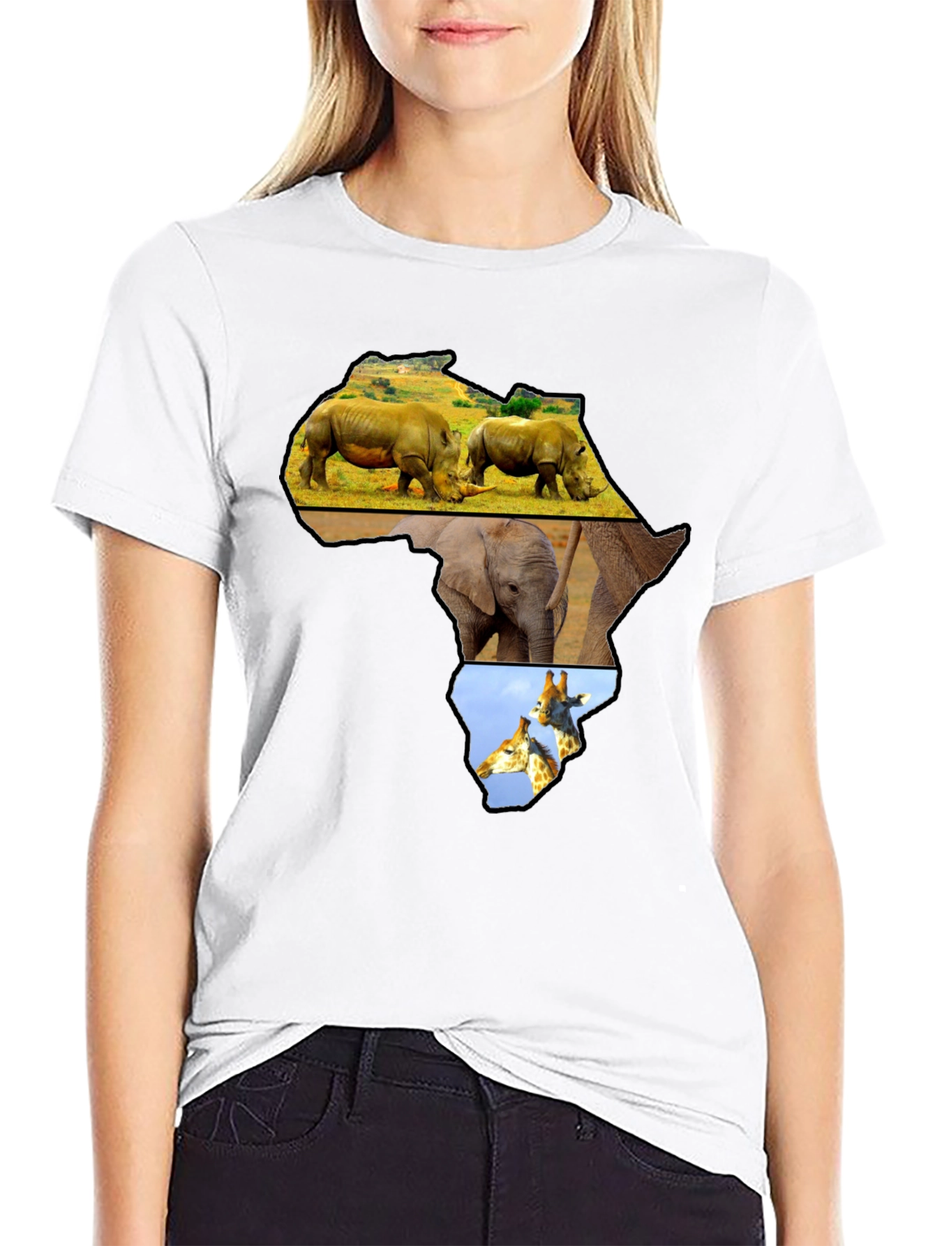 Africa Animals Graphic Tee - Black Cotton Shirt