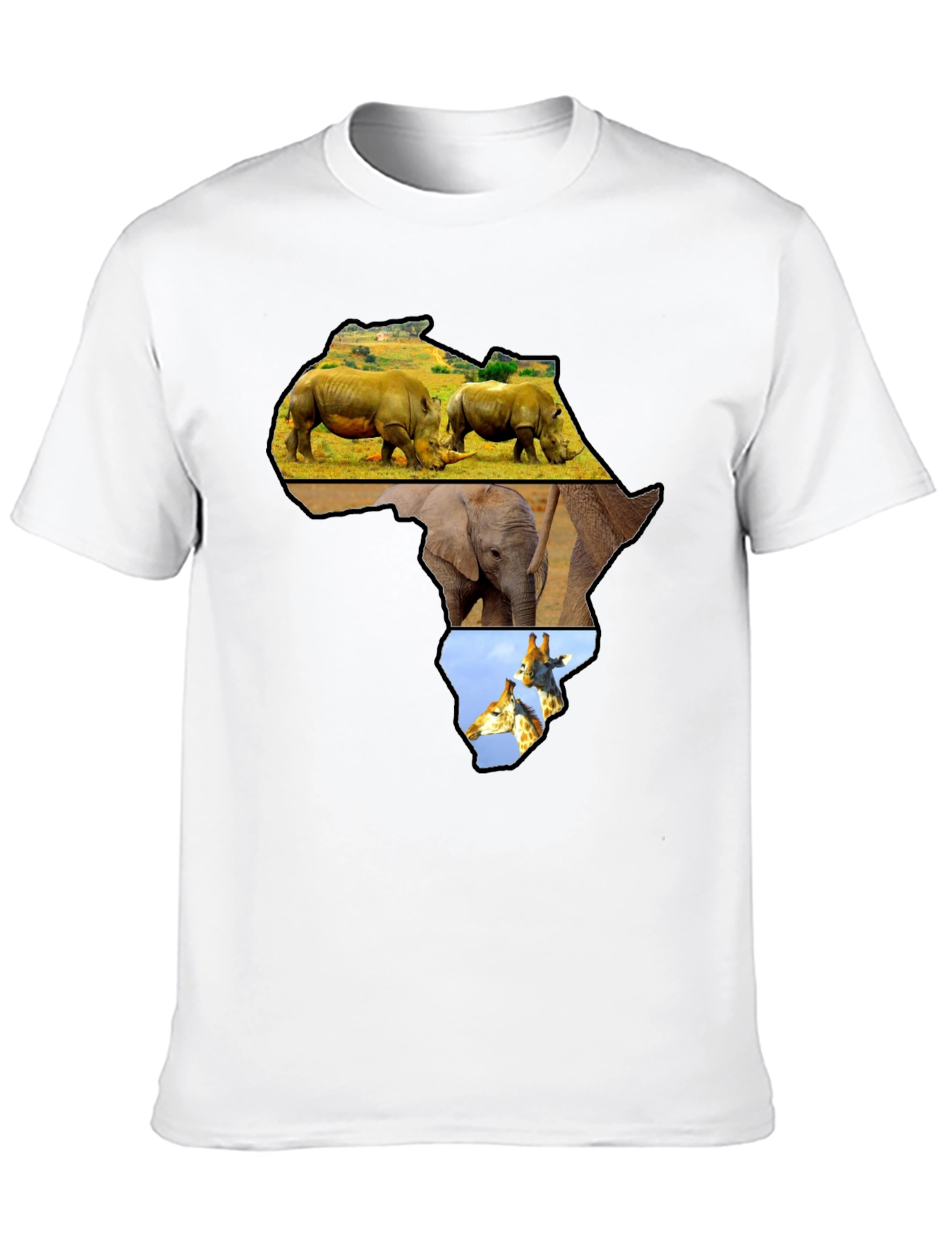 Africa Animals Graphic Tee - Black Cotton Shirt
