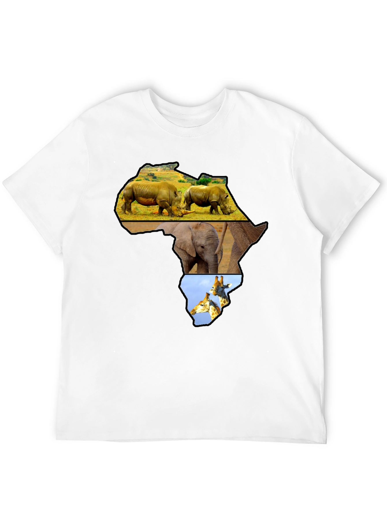 Africa Animals Graphic Tee - Black Cotton Shirt