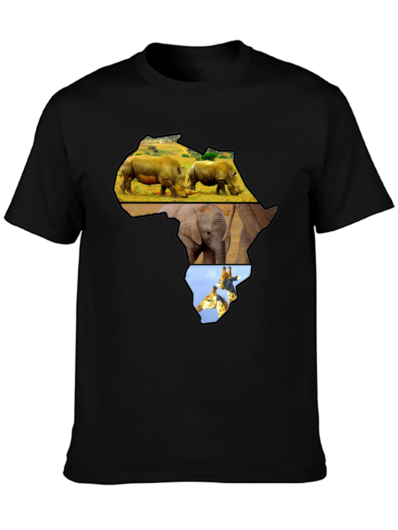 Africa Animals Graphic Tee - Black Cotton Shirt
