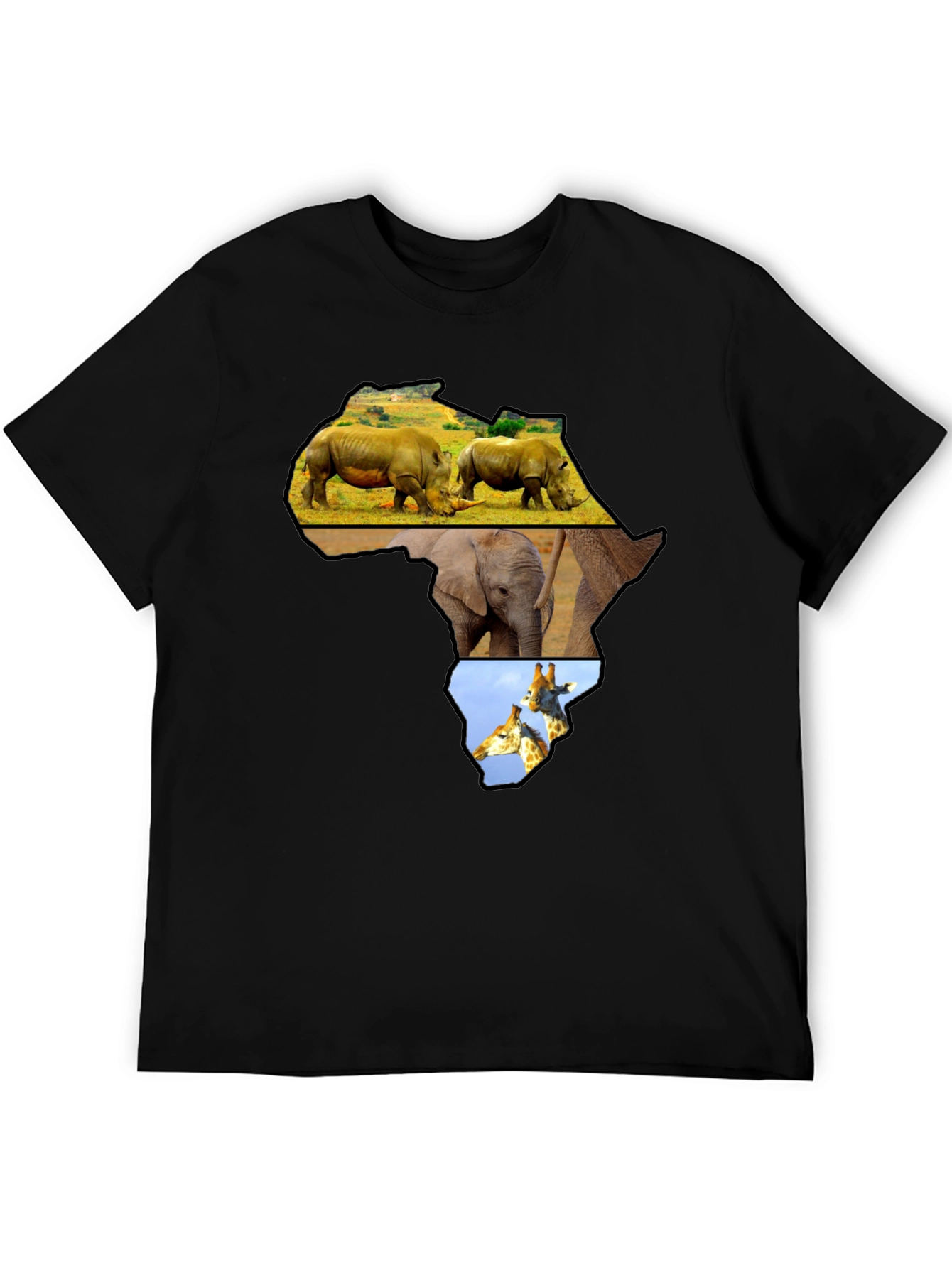 Africa Animals Graphic Tee - Black Cotton Shirt