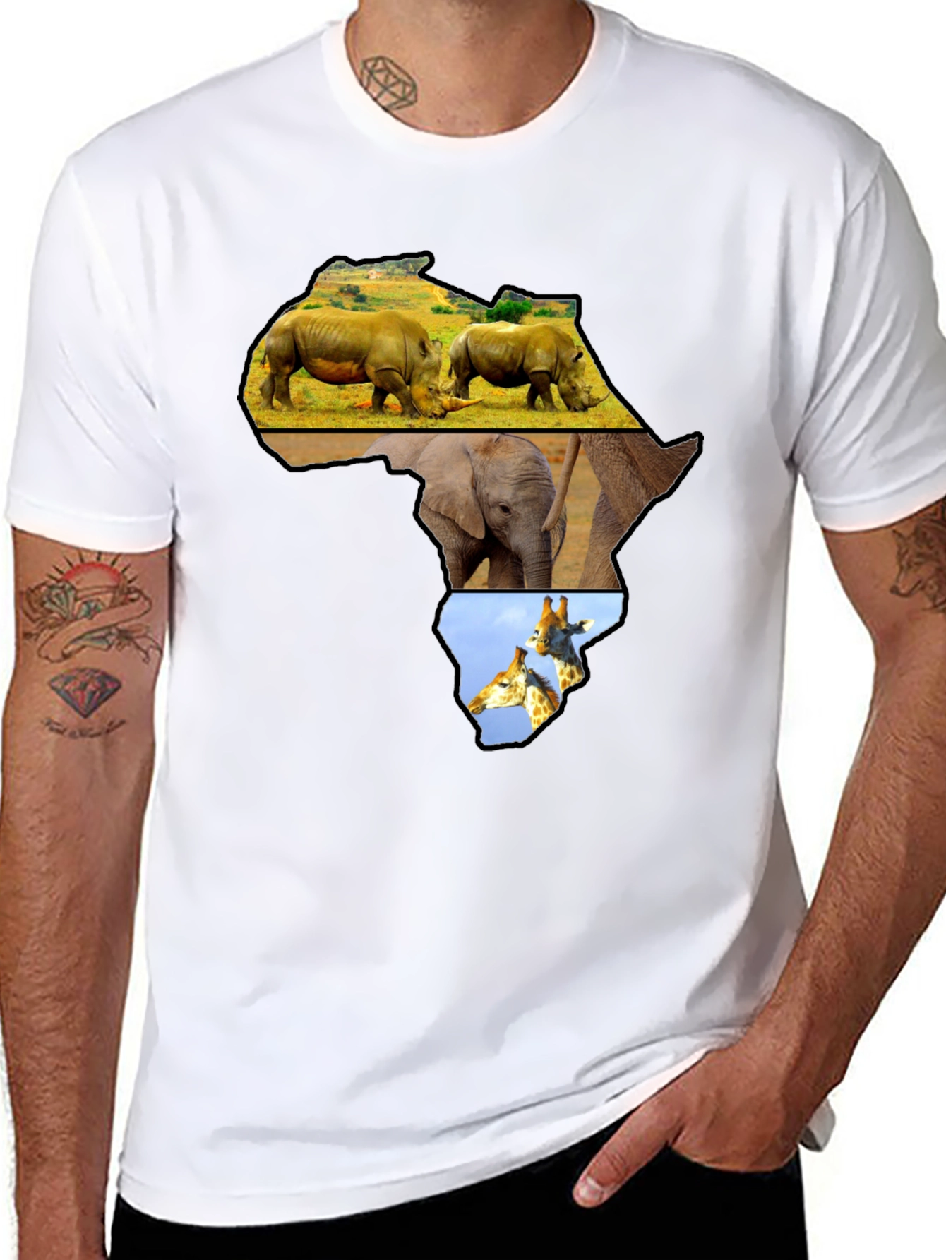 Africa Animals Graphic Tee - Black Cotton Shirt