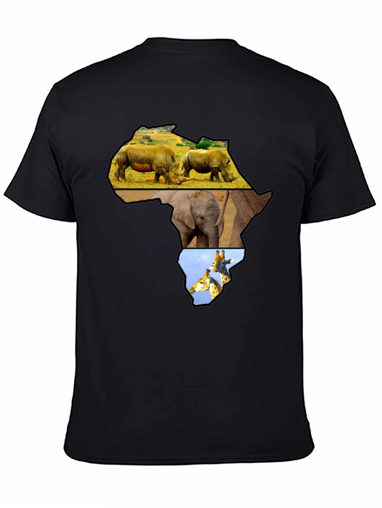 Africa Animals Graphic Tee - Black Cotton Shirt