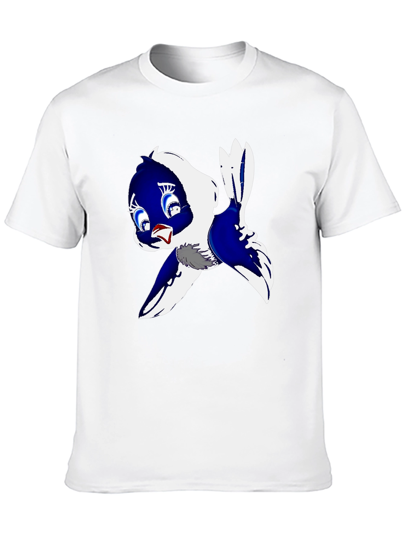 Cartoon Bird Print Black T-Shirt