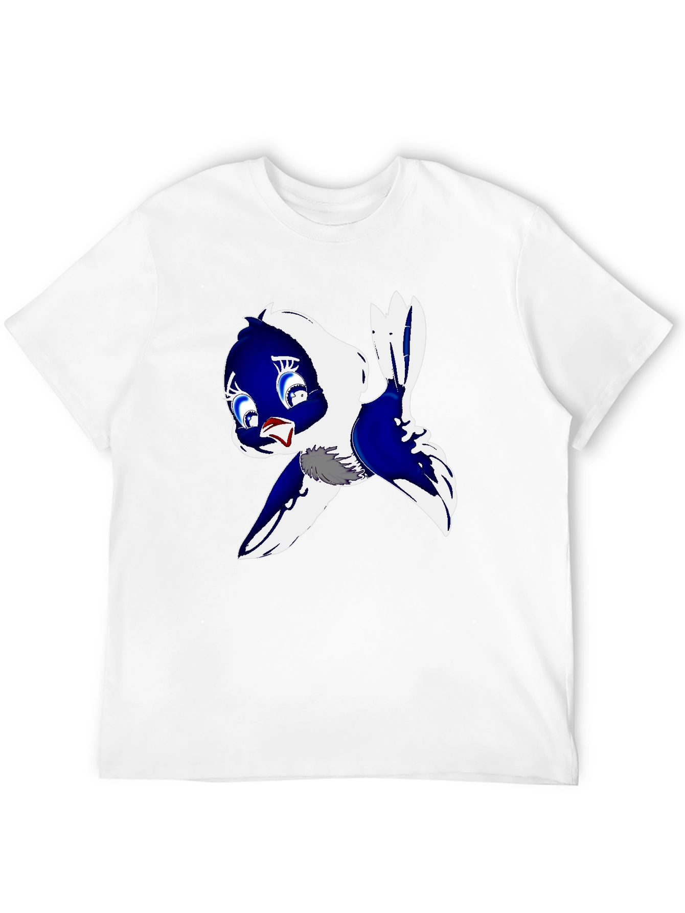 Cartoon Bird Print Black T-Shirt