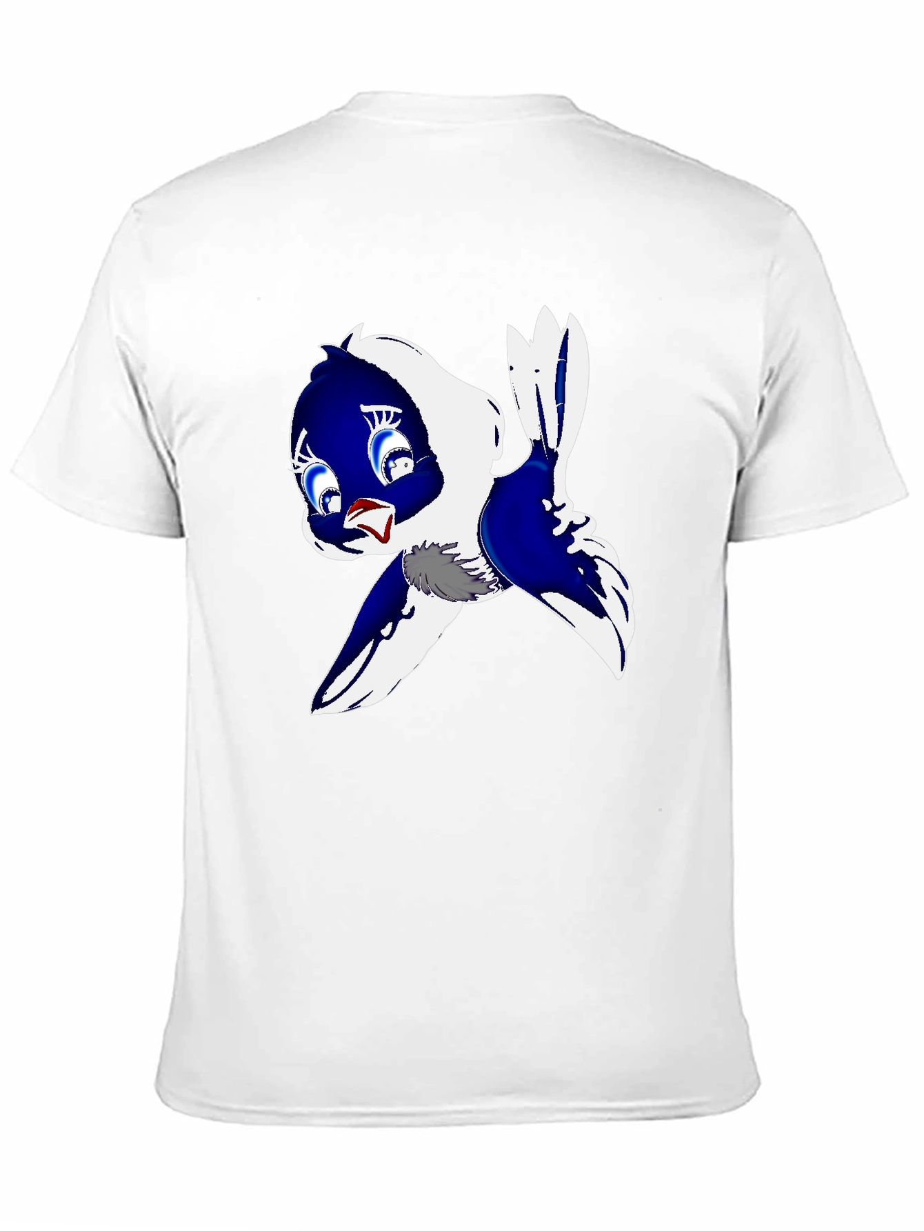 Cartoon Bird Print Black T-Shirt