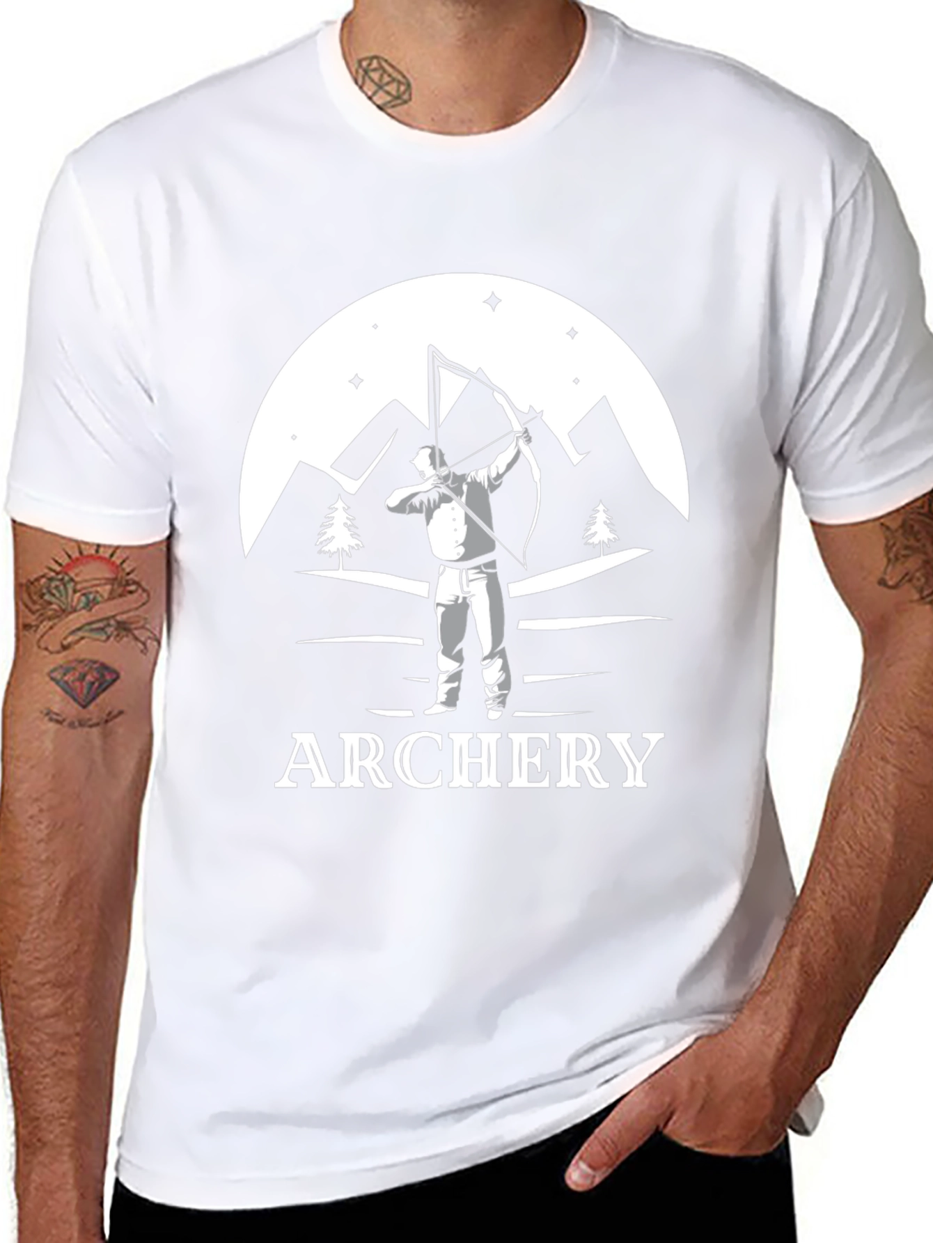 Archery Graphic T-Shirt - Mountains & Archer Design