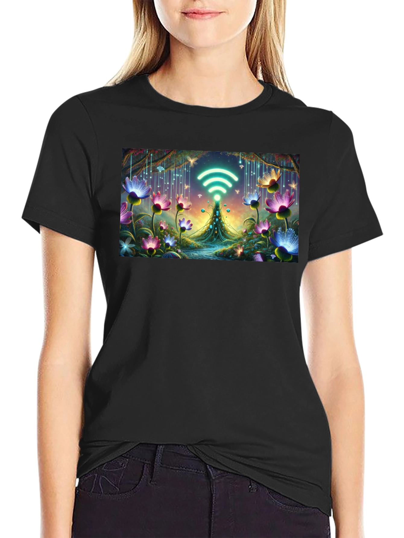 WiFi Fairy Garden Black T-Shirt