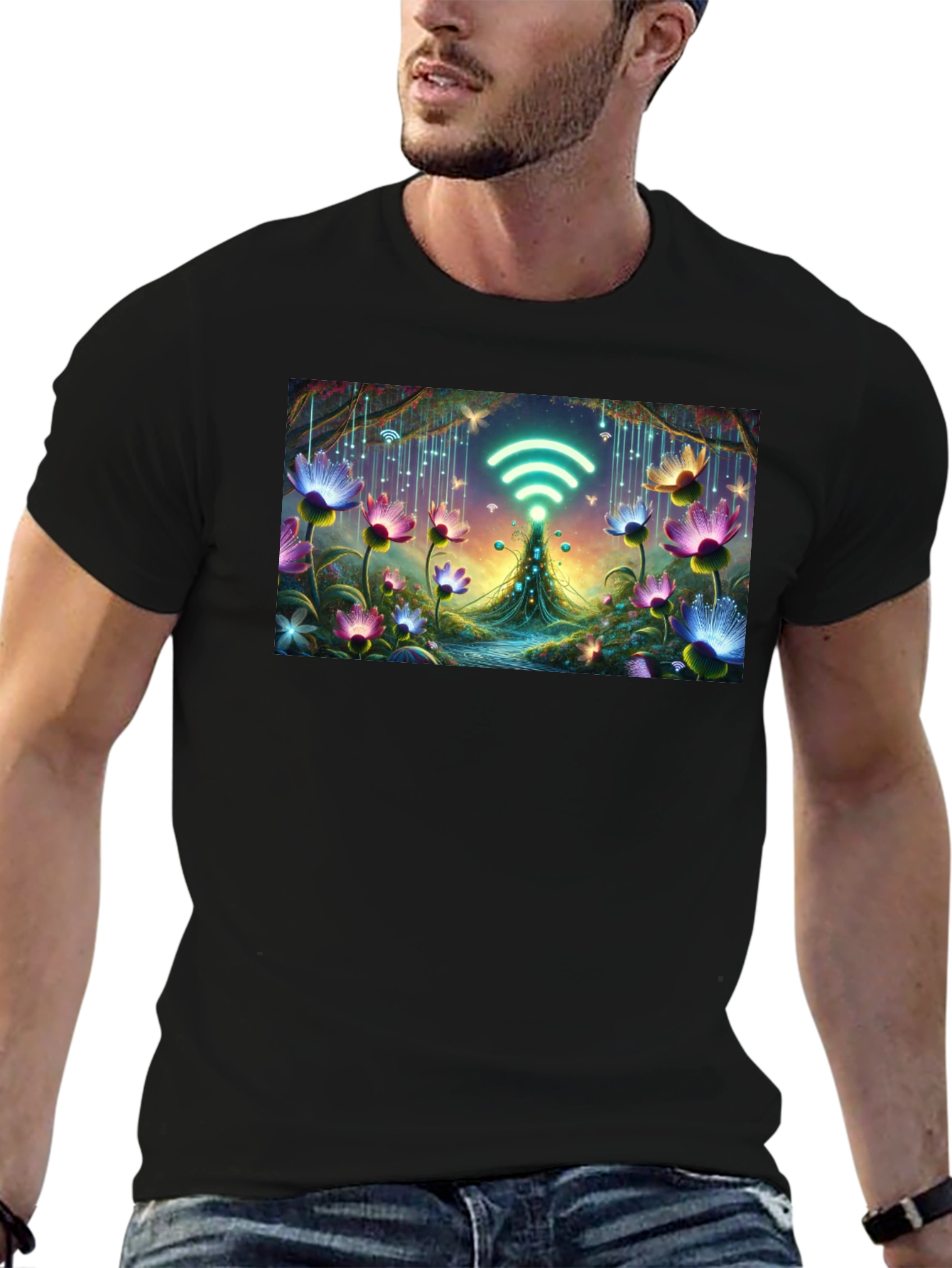 WiFi Fairy Garden Black T-Shirt