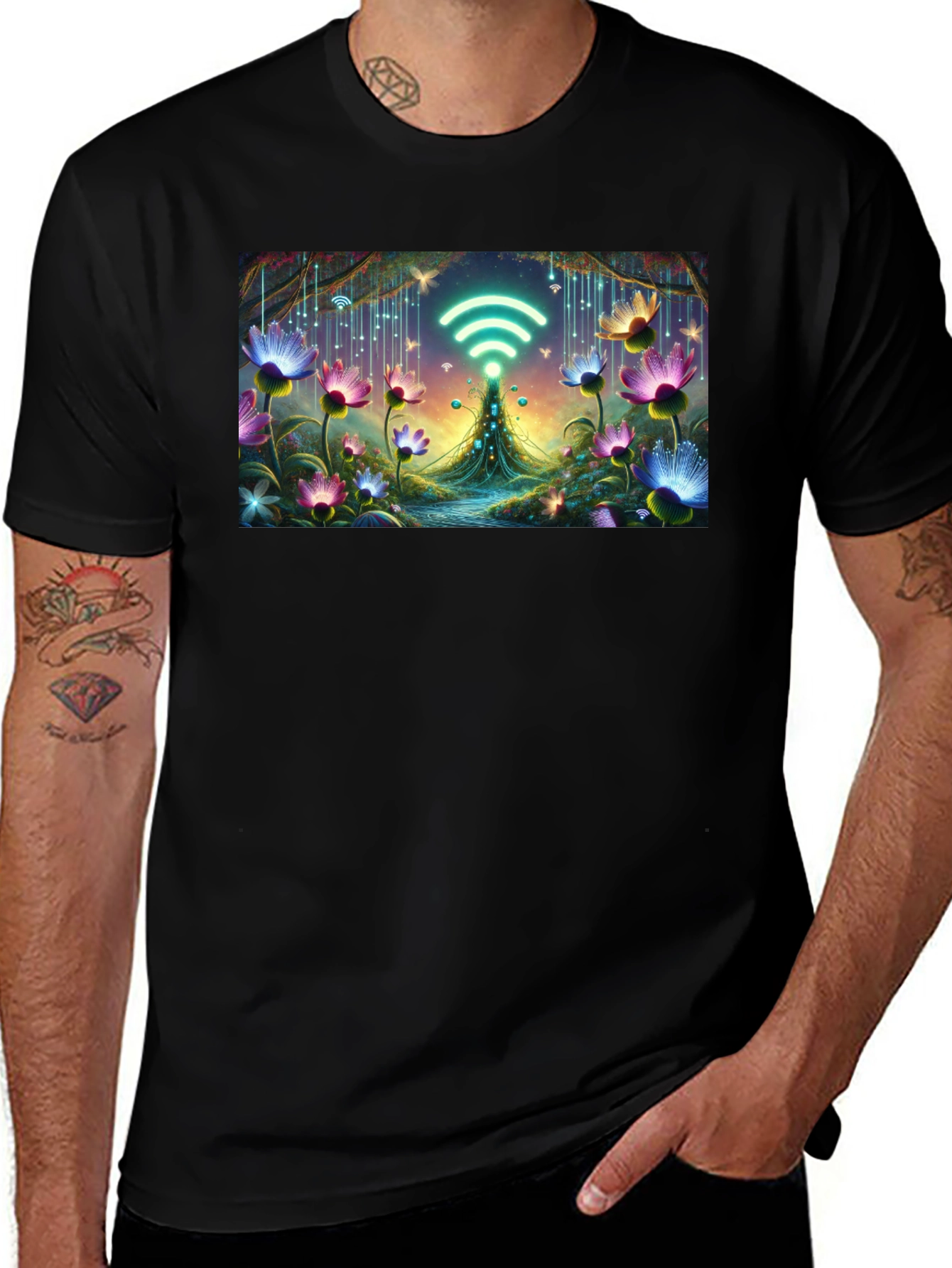 WiFi Fairy Garden Black T-Shirt
