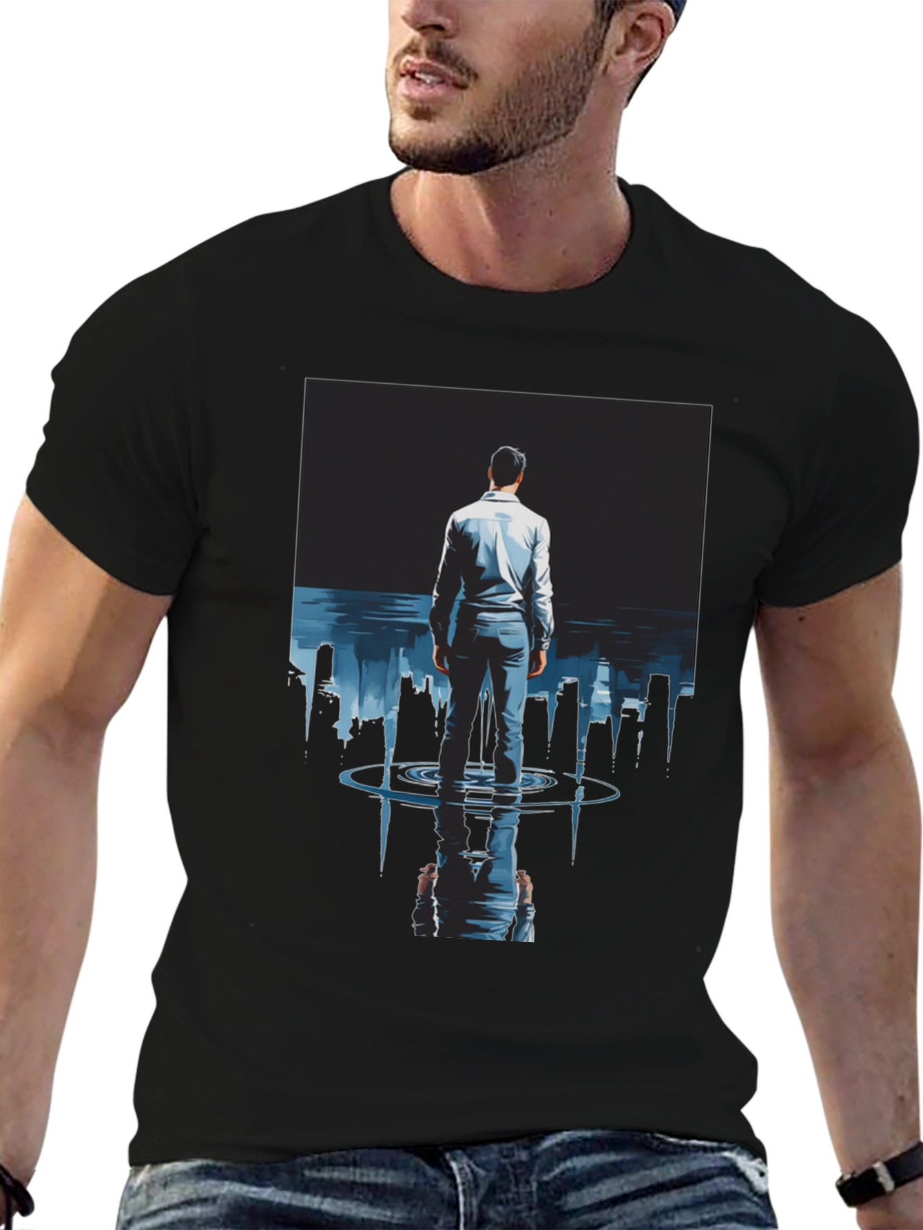 Man in Cityscape T-Shirt