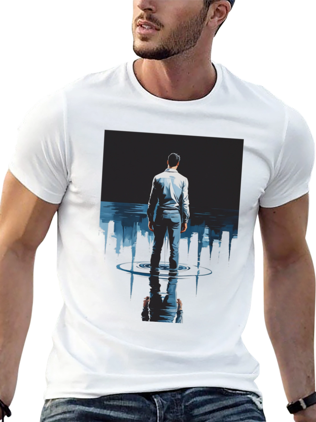Man in Cityscape T-Shirt
