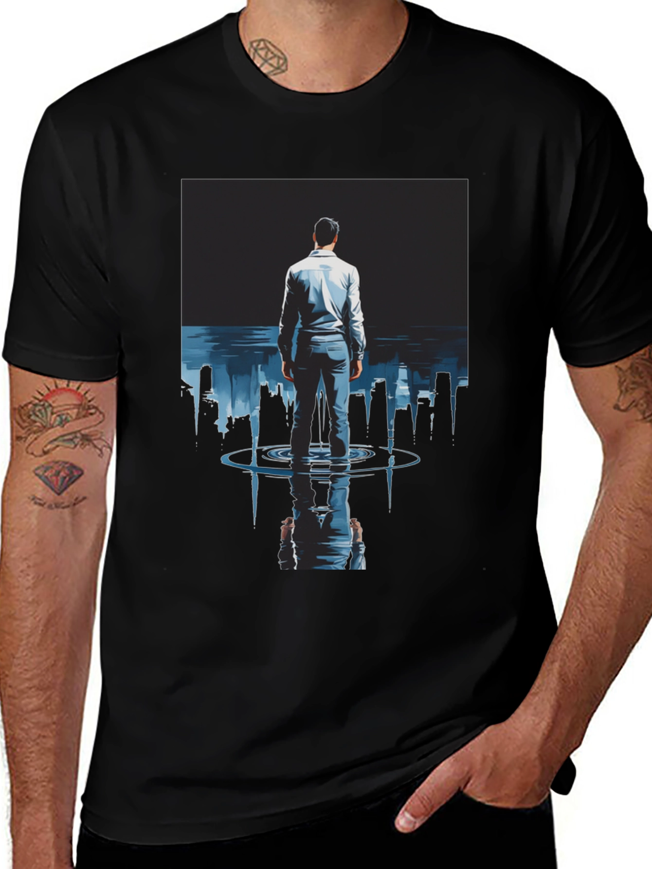 Man in Cityscape T-Shirt
