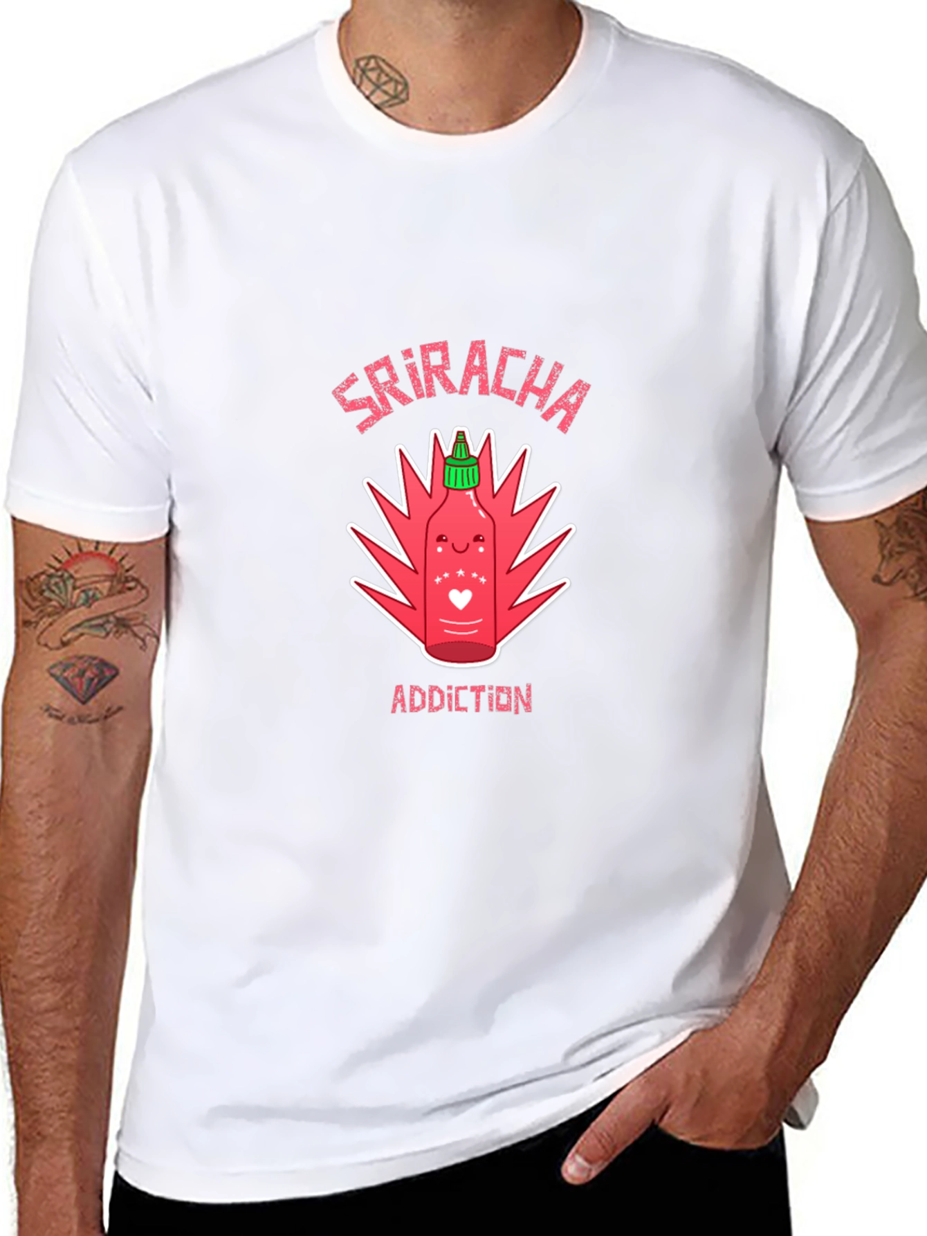Sriracha Addiction Graphic T-Shirt - Spicy Food Lover Tee