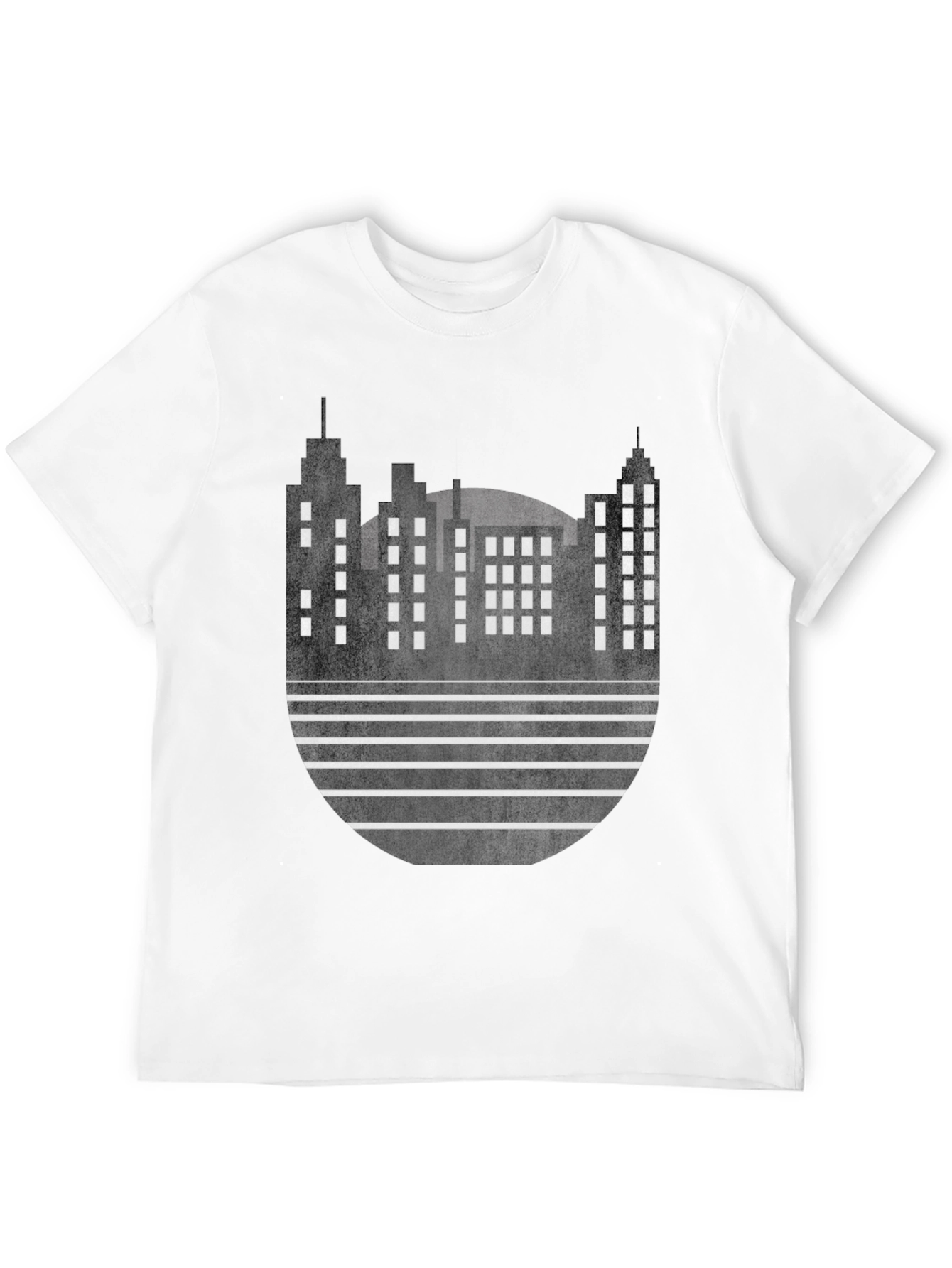 Modern Cityscape Graphic Tee - Black