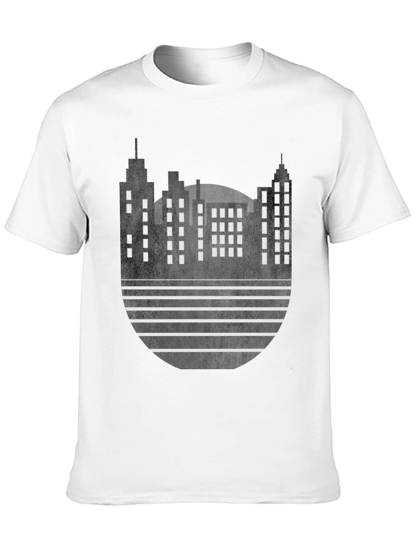 Modern Cityscape Graphic Tee - Black