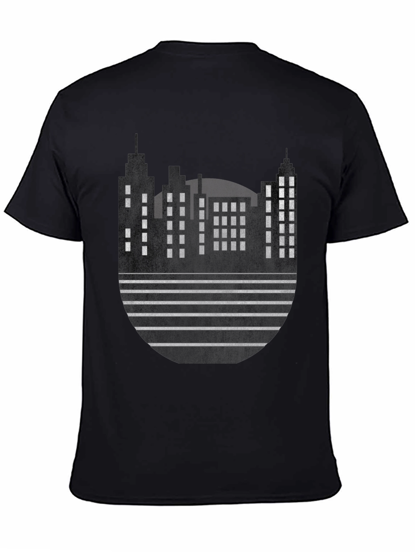 Modern Cityscape Graphic Tee - Black