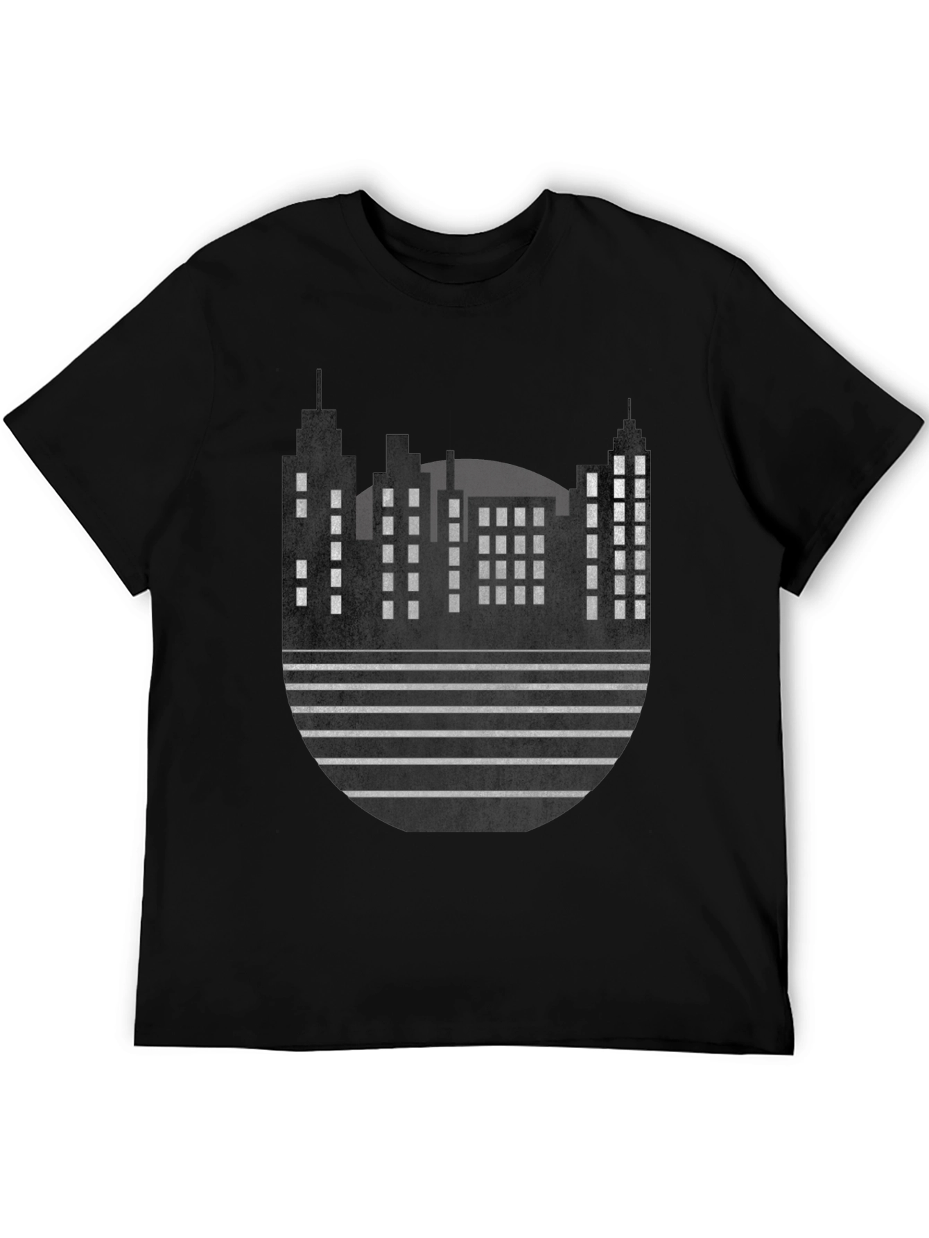 Modern Cityscape Graphic Tee - Black