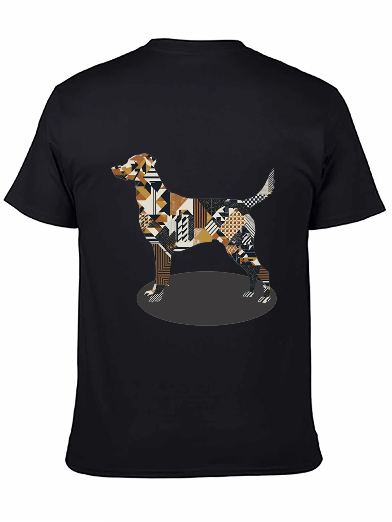 Geometric Dog Graphic Tee - Black