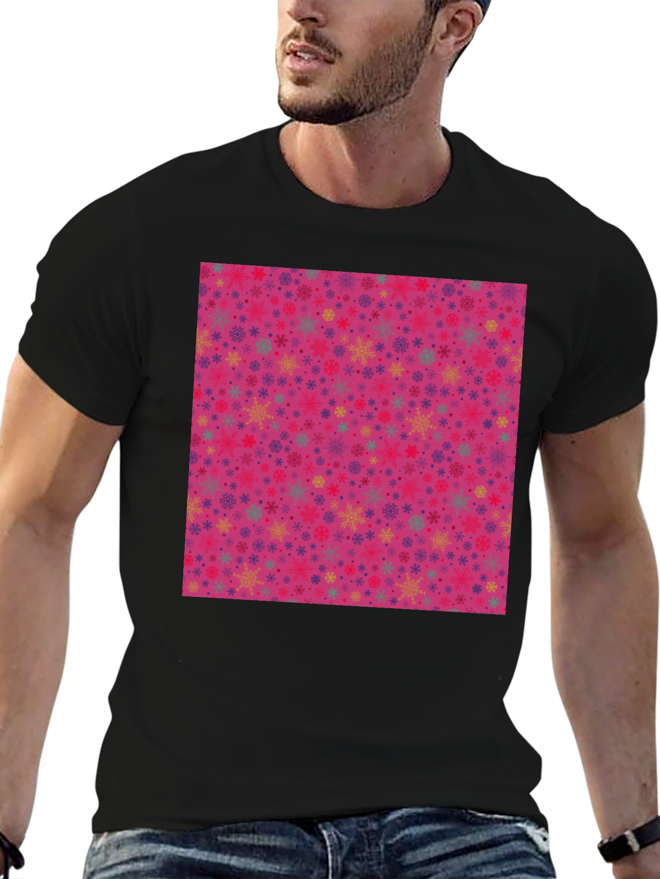 Festive Snowflake Pattern T-Shirt
