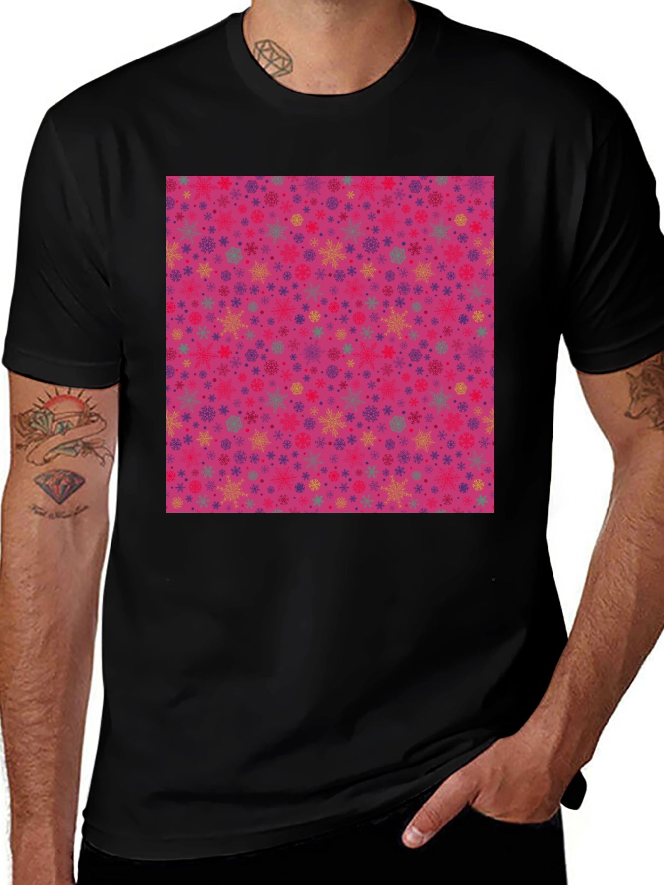 Festive Snowflake Pattern T-Shirt