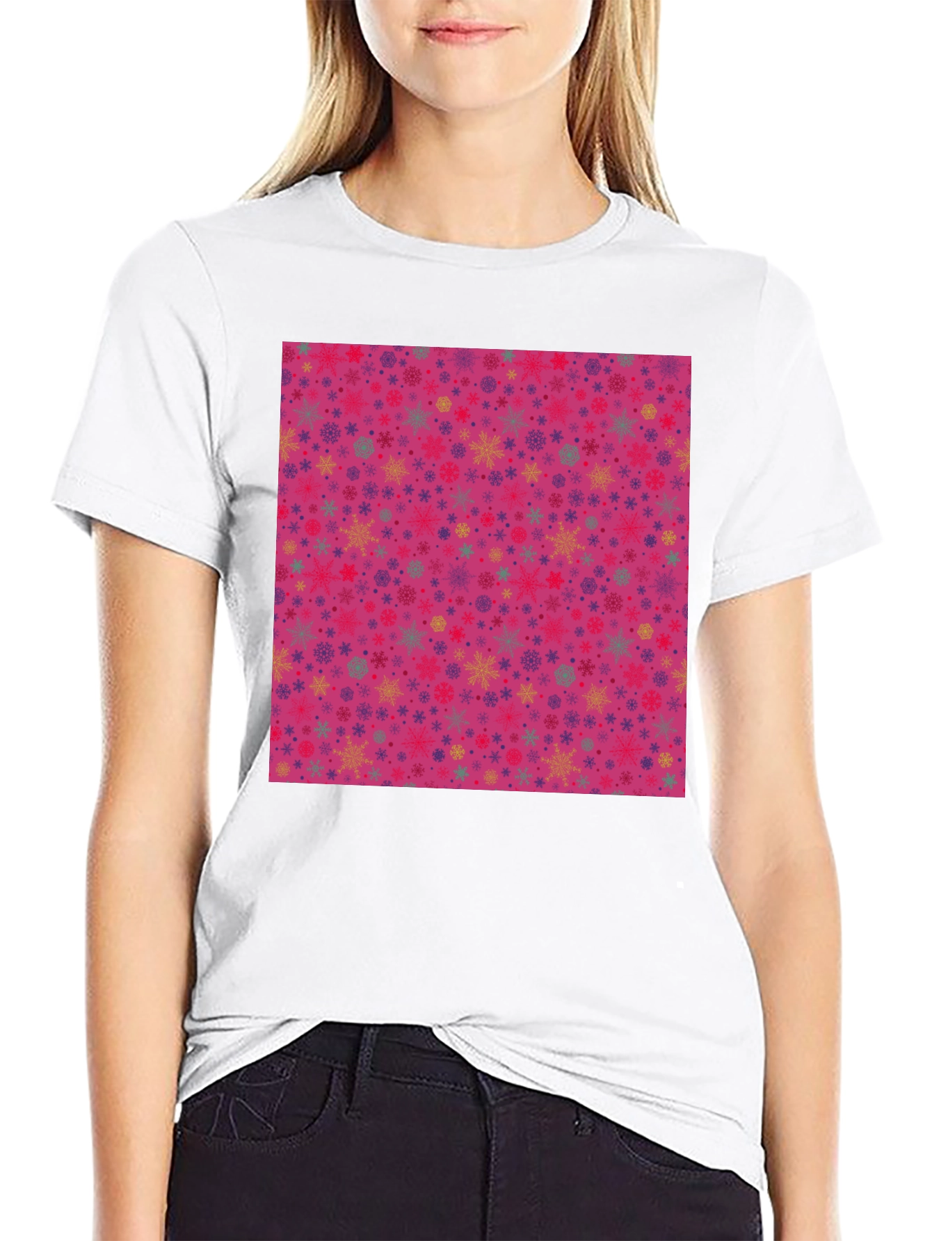 Festive Snowflake Pattern T-Shirt