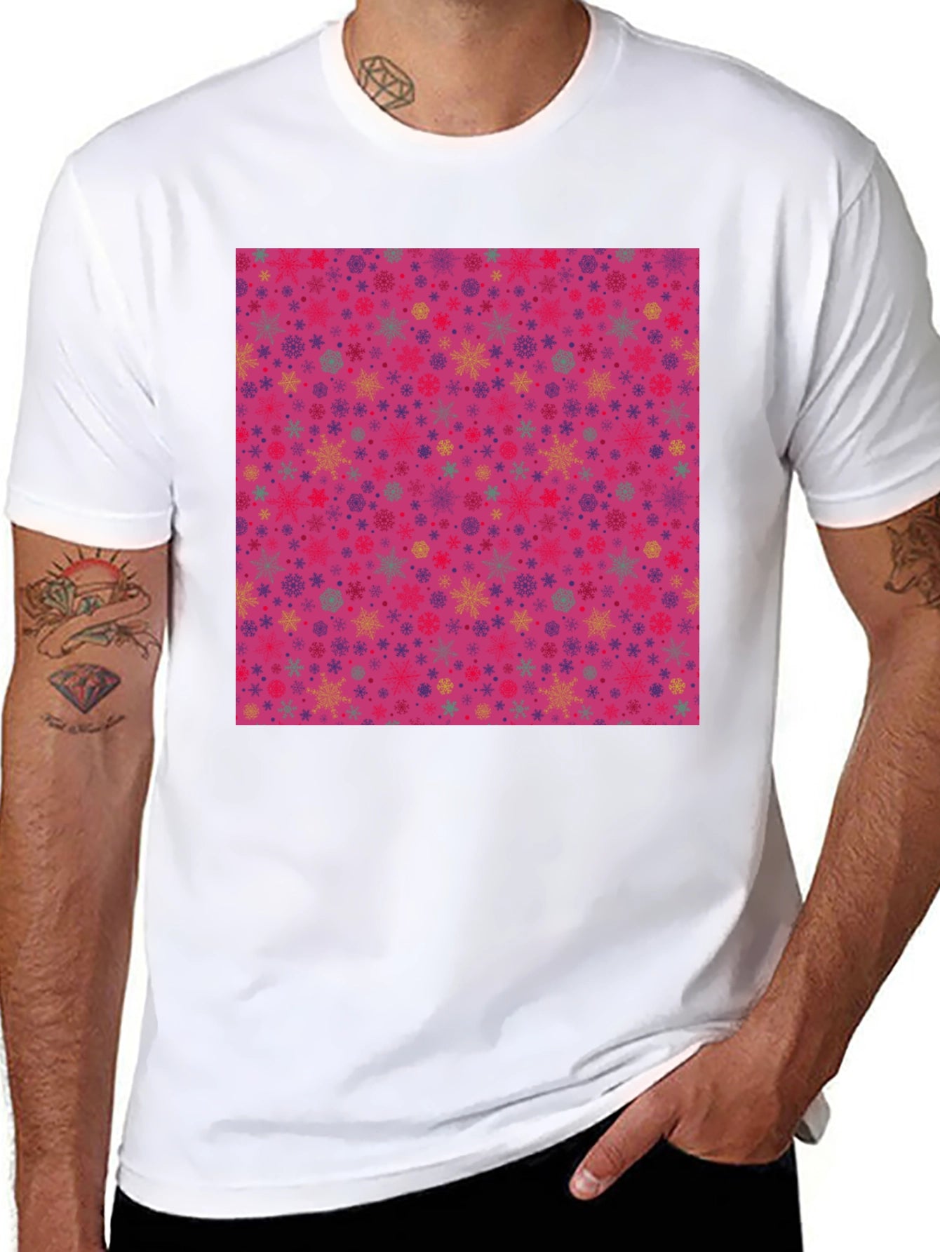 Festive Snowflake Pattern T-Shirt