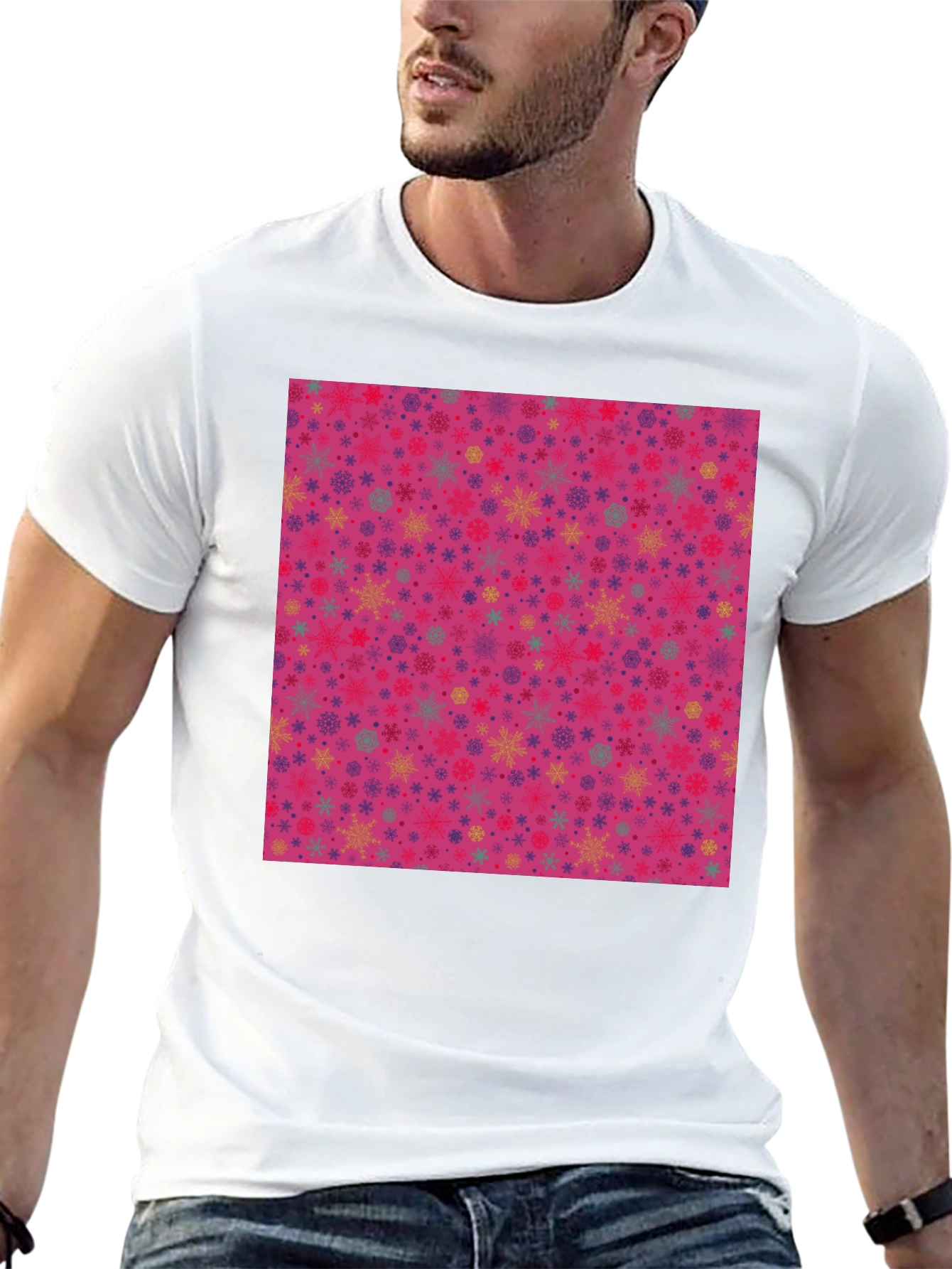 Festive Snowflake Pattern T-Shirt