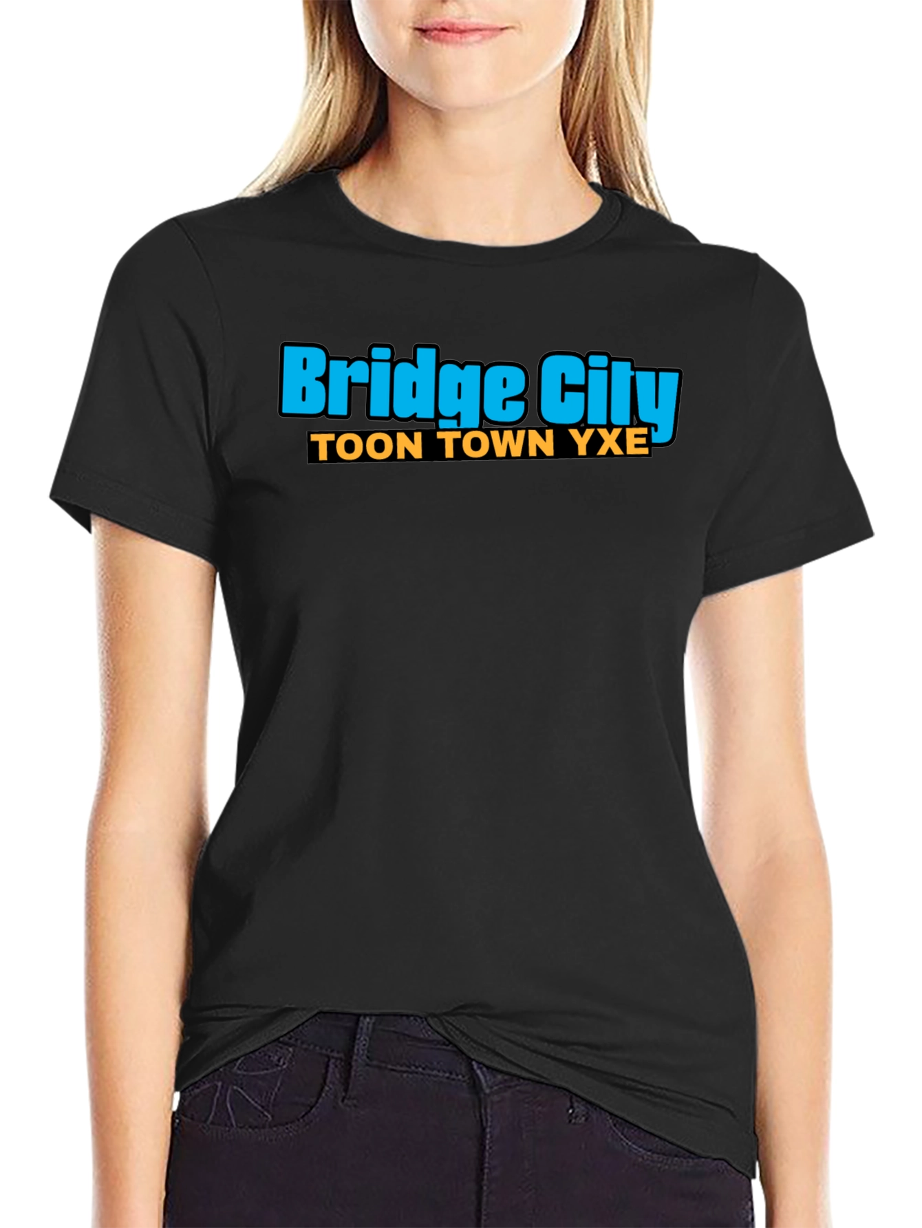 Bridge City Toon Town YXE Black T-Shirt