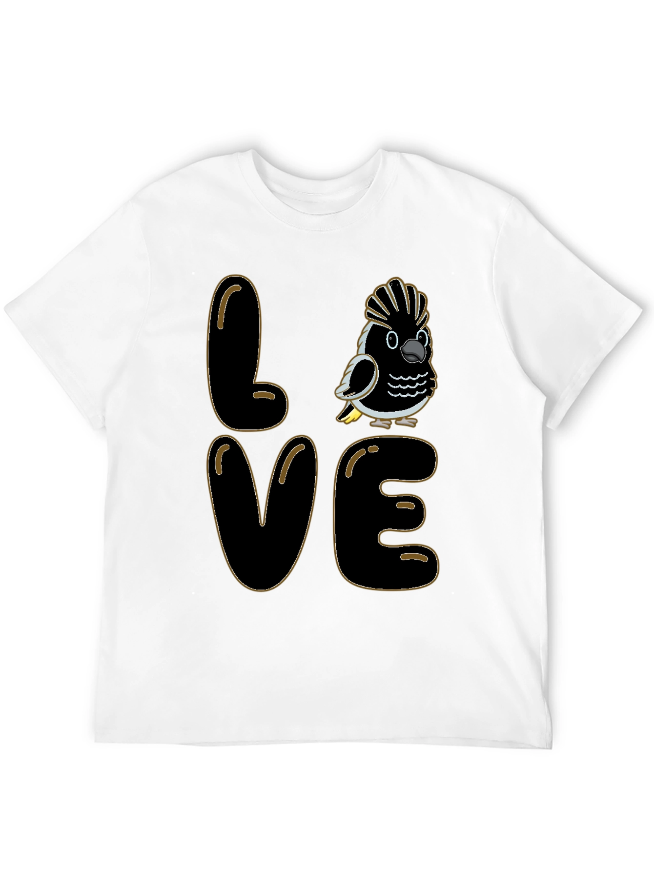 Love Cockatoo T-Shirt - Black Crew Neck Graphic Tee