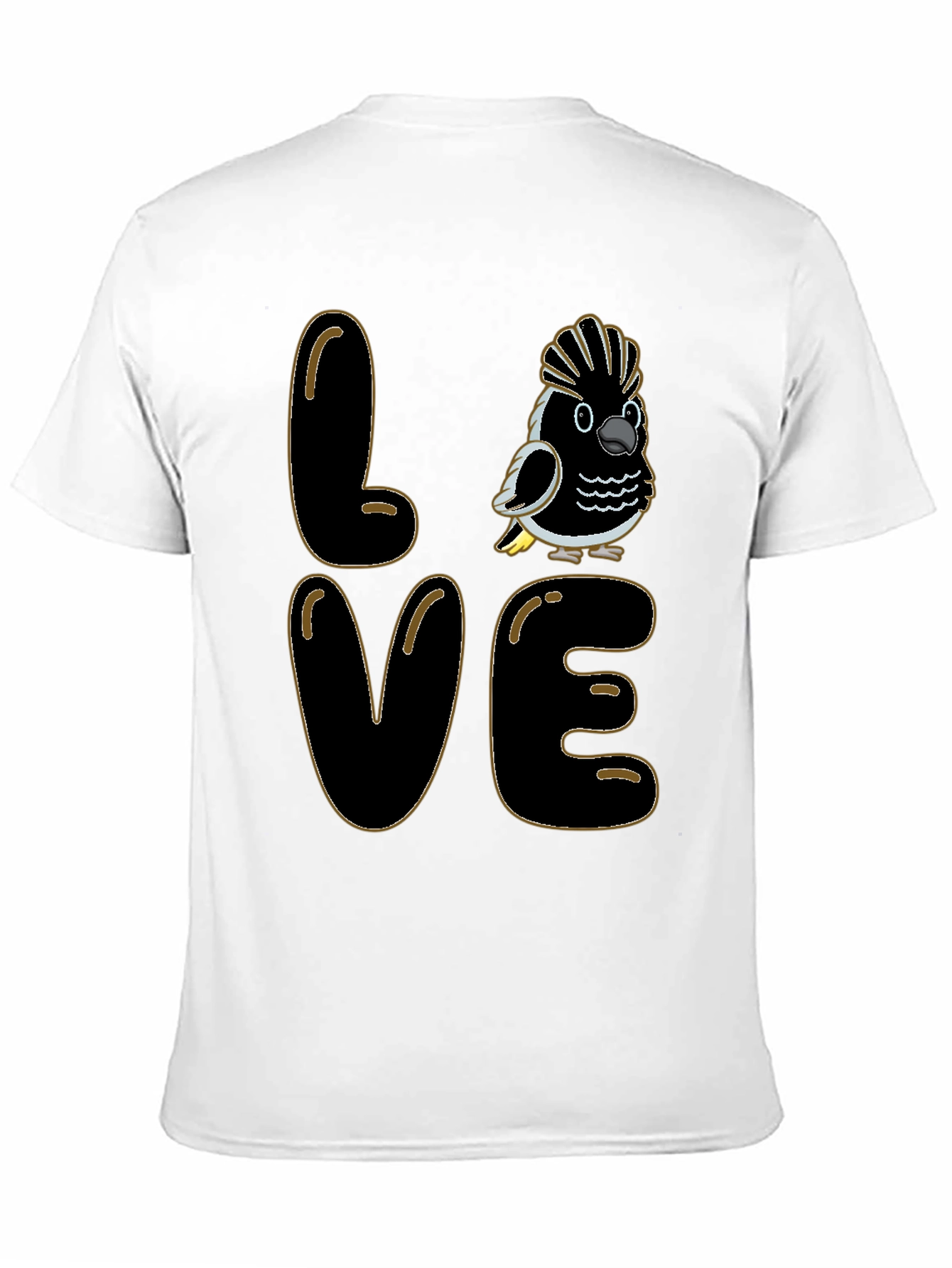 Love Cockatoo T-Shirt - Black Crew Neck Graphic Tee