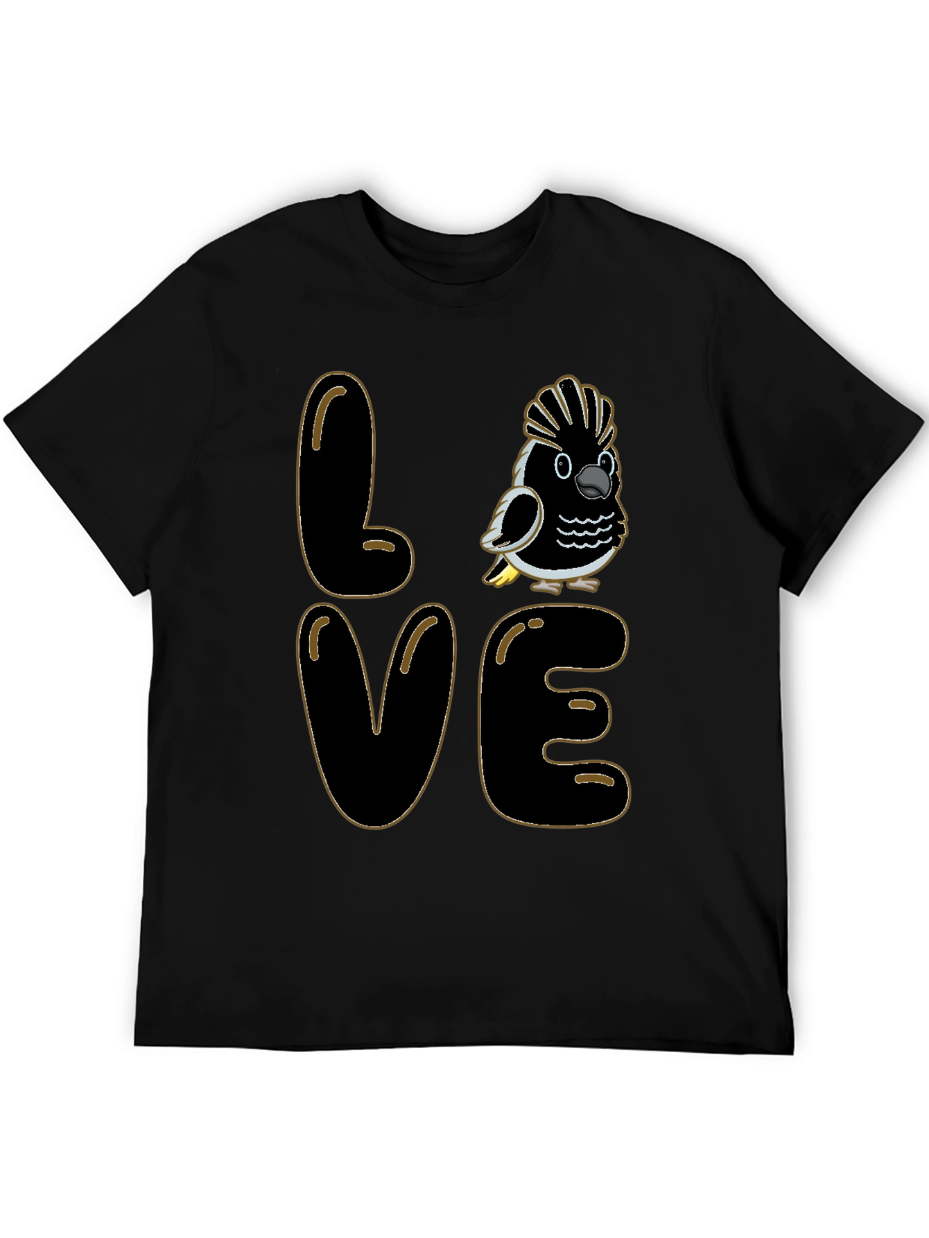 Love Cockatoo T-Shirt - Black Crew Neck Graphic Tee