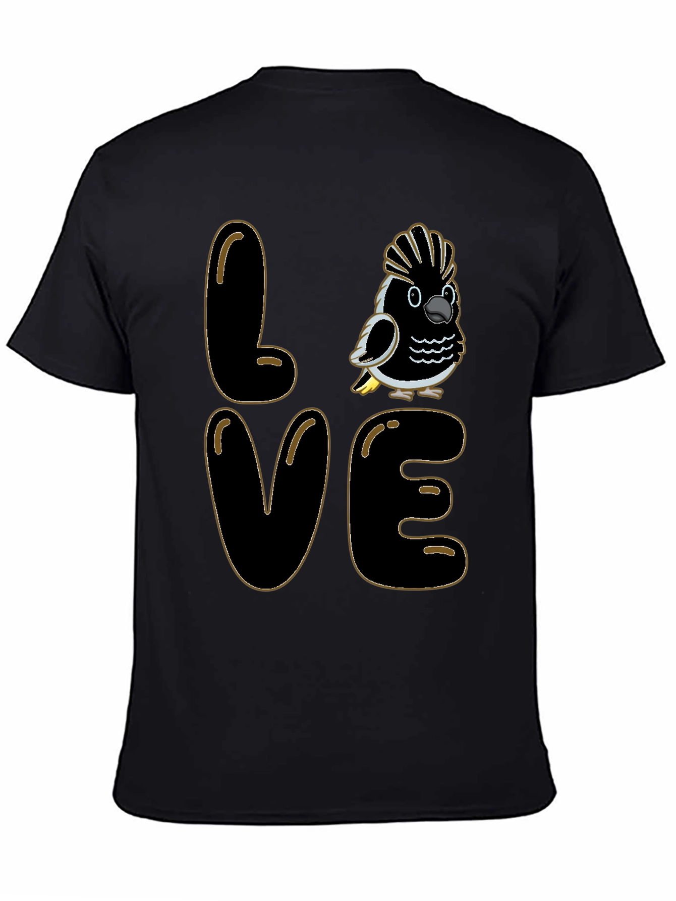 Love Cockatoo T-Shirt - Black Crew Neck Graphic Tee
