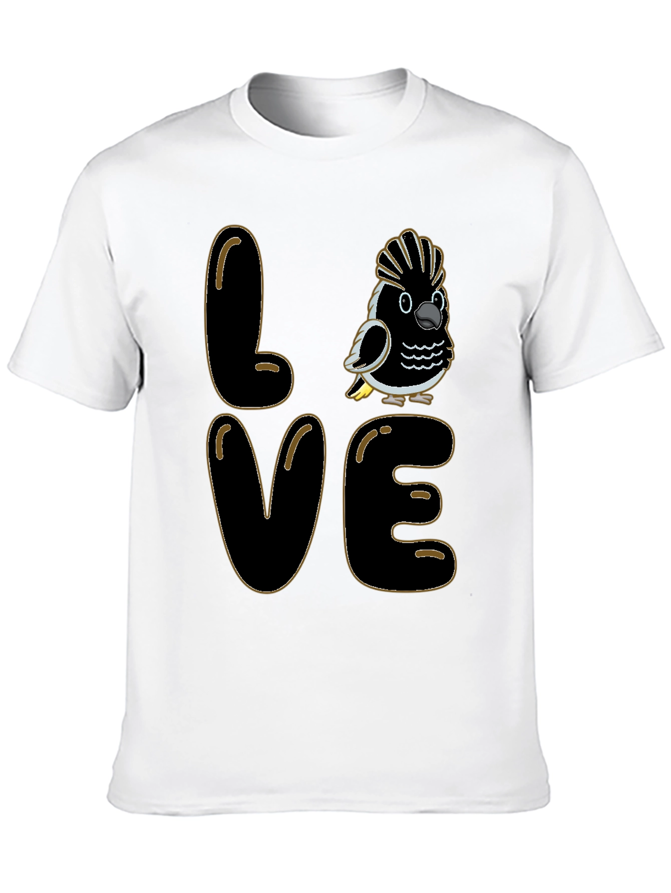 Love Cockatoo T-Shirt - Black Crew Neck Graphic Tee