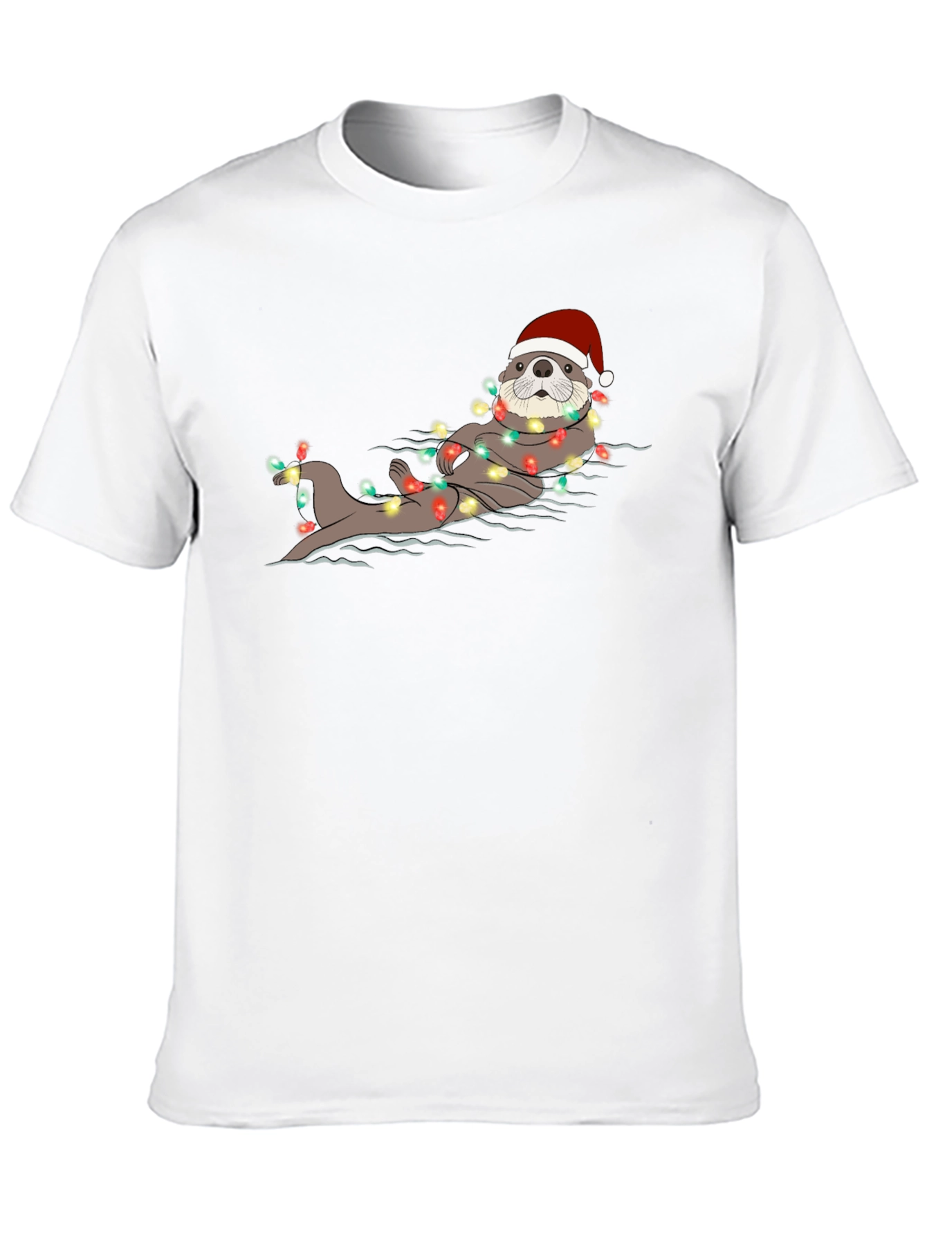 Festive Otter Christmas Lights Graphic Tee